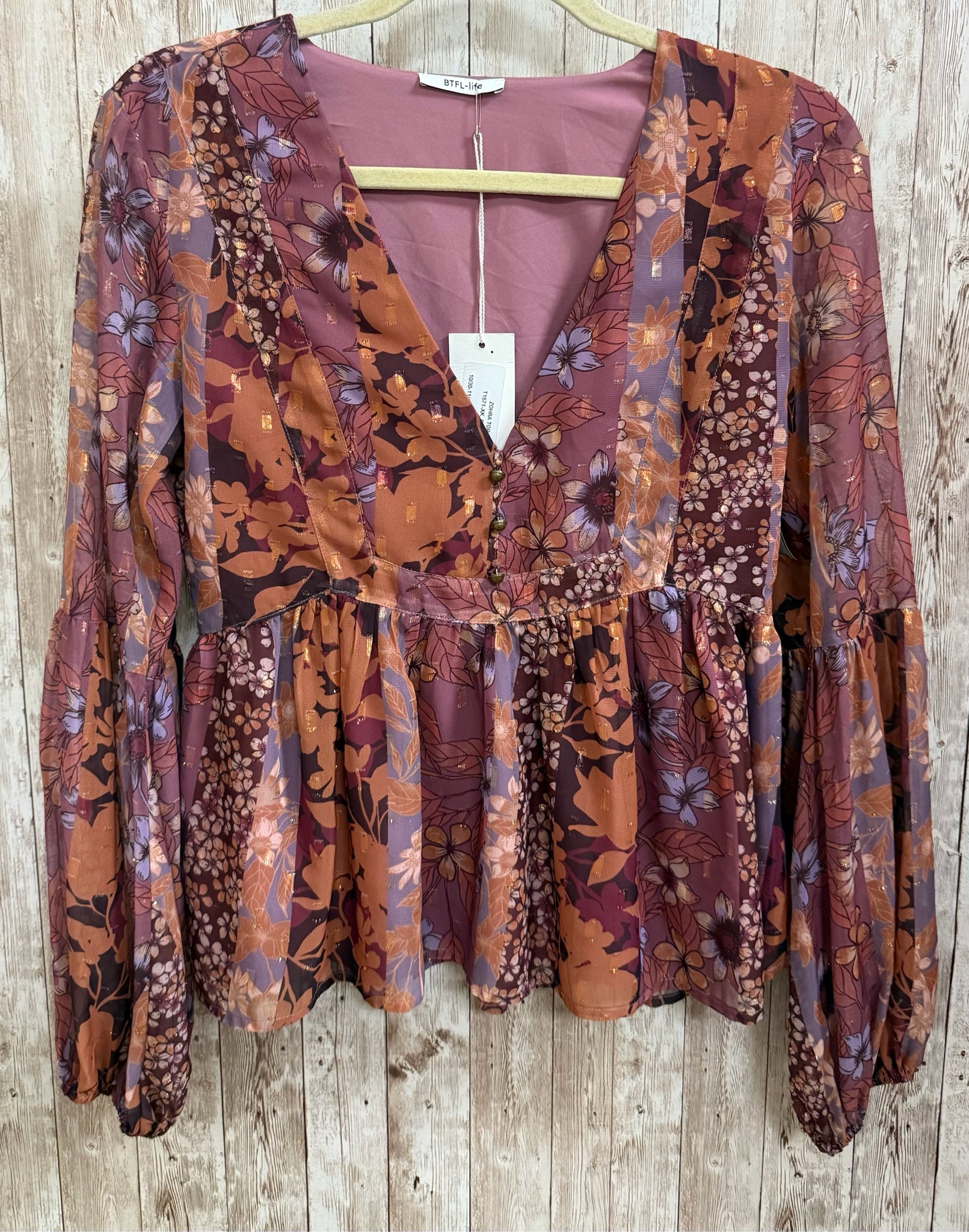 Size S BTFL VIOLET PRINT Top