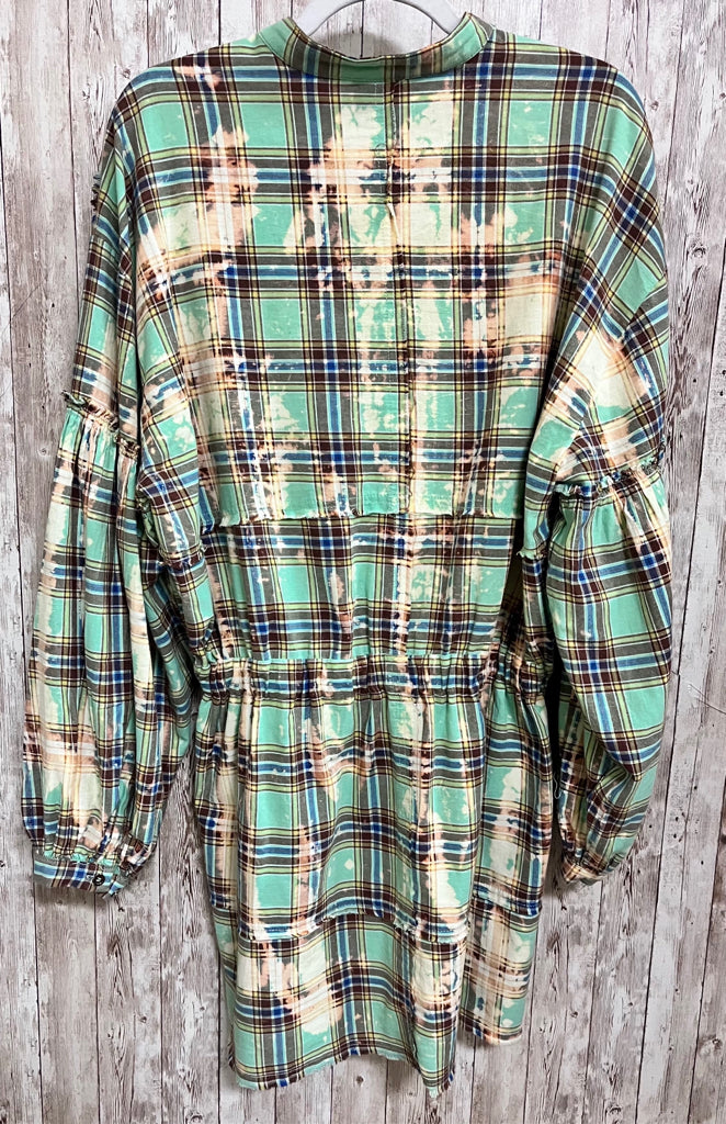 JADED GYPSY MINT AND BLUE PLAID Women Size S/M Tunic