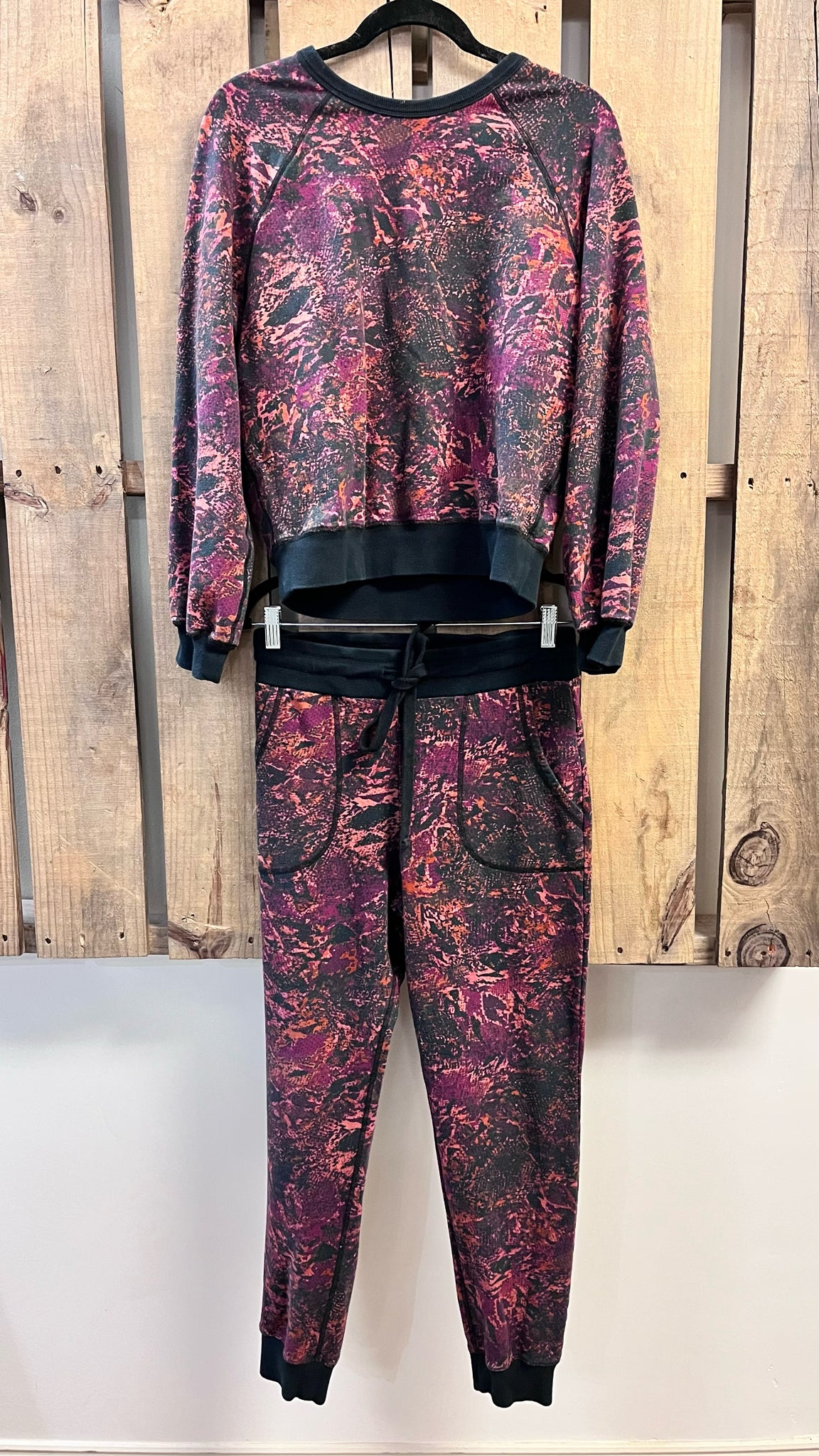 JOHNNY WAS black and pink Size S 2 PC PANT SET