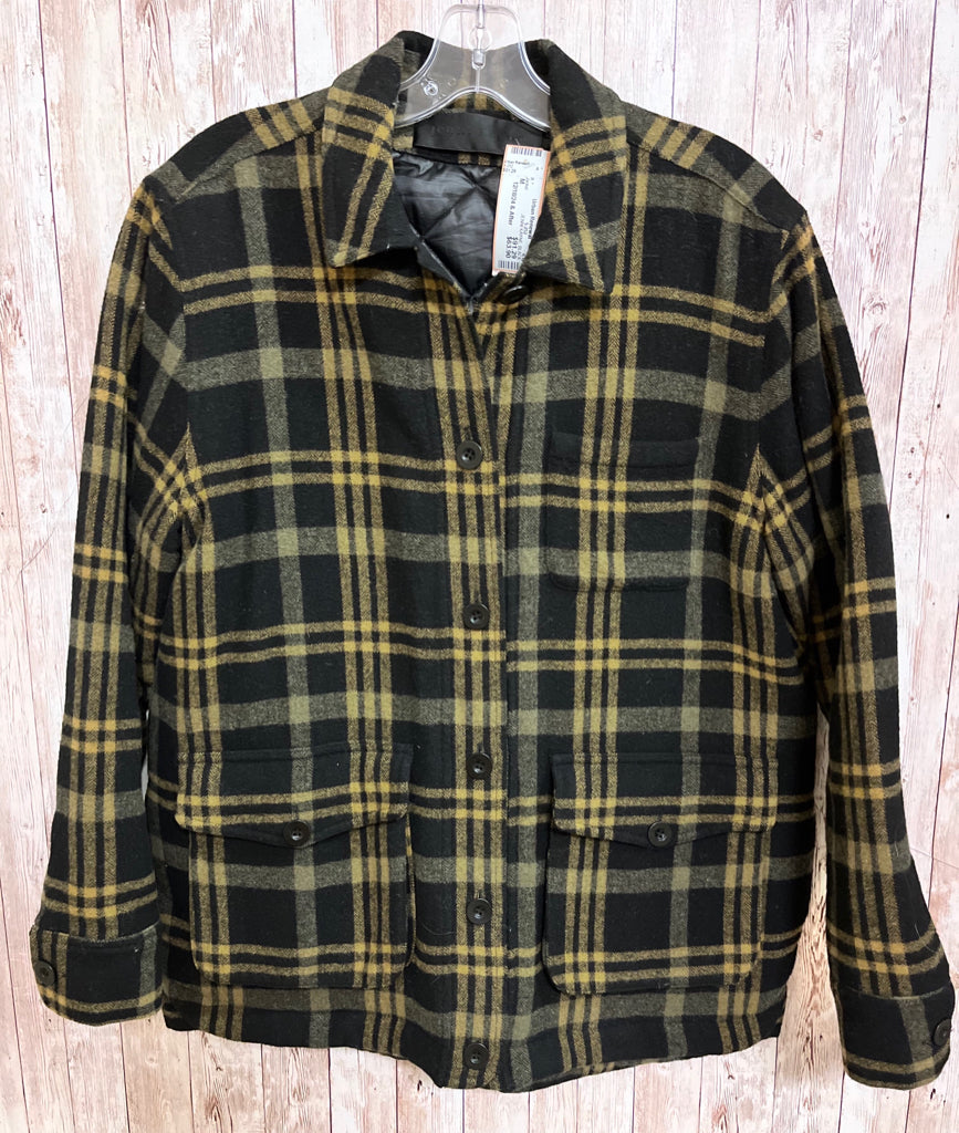 JENNI KAYNE Size M BLACK AND GOLD PLAID Jacket