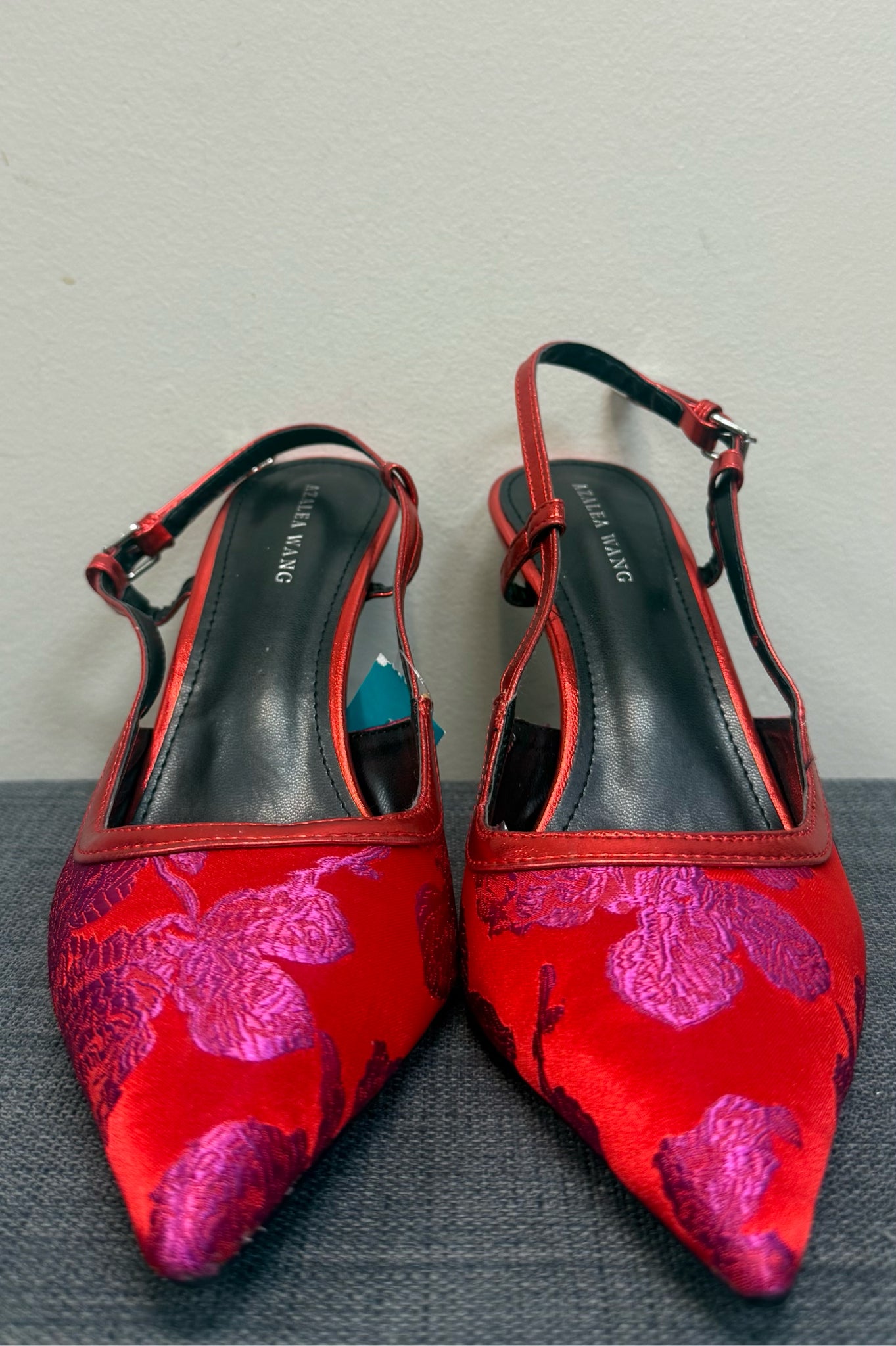 8.5 AZALEA WANG RED AND PINK PRINT SHOES