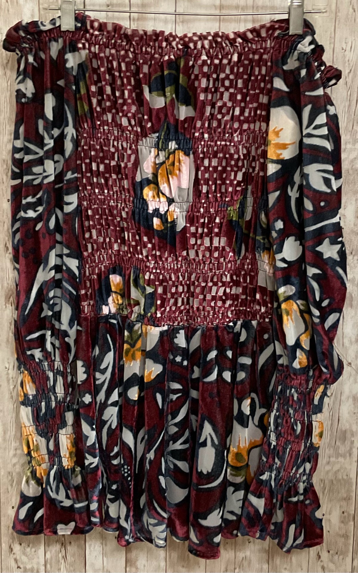 Size XS FREE PEOPLE BURGUNDY PRINT Dress