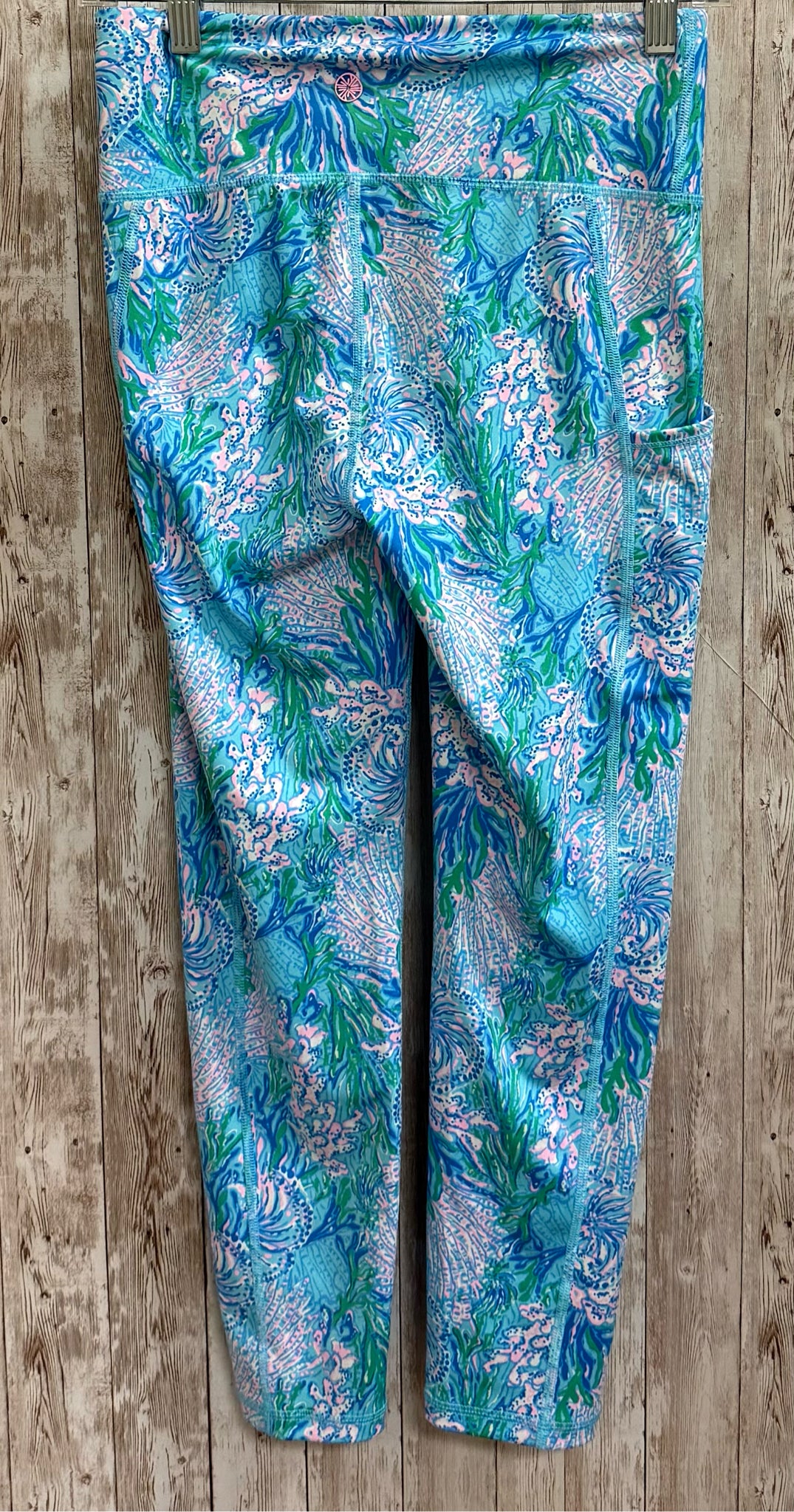 Size S LILLY PULITZER BLUE AND PINK PRINT Leggings