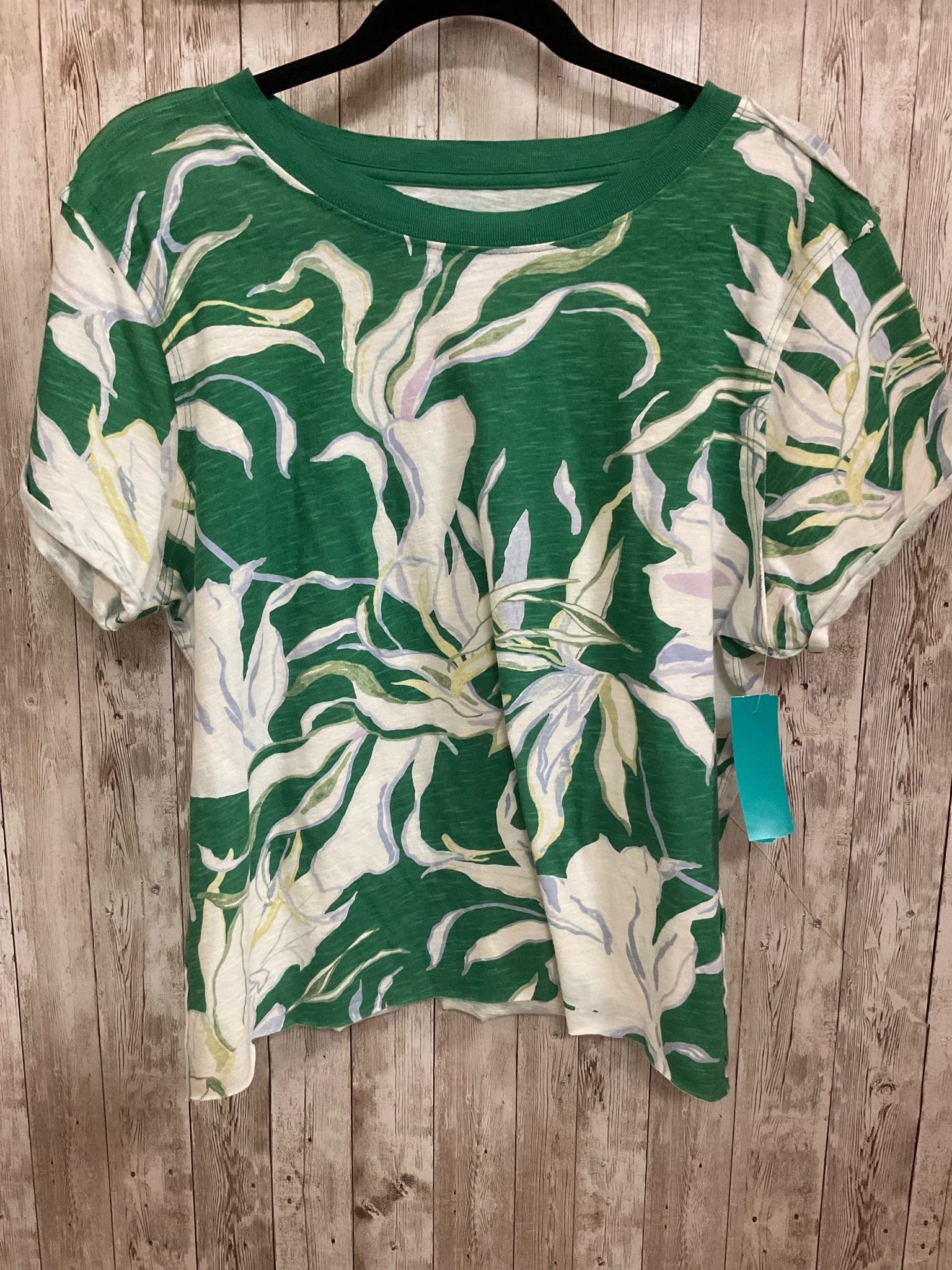 Size M MAEVE GREEN AND CREAM FLORAL Top