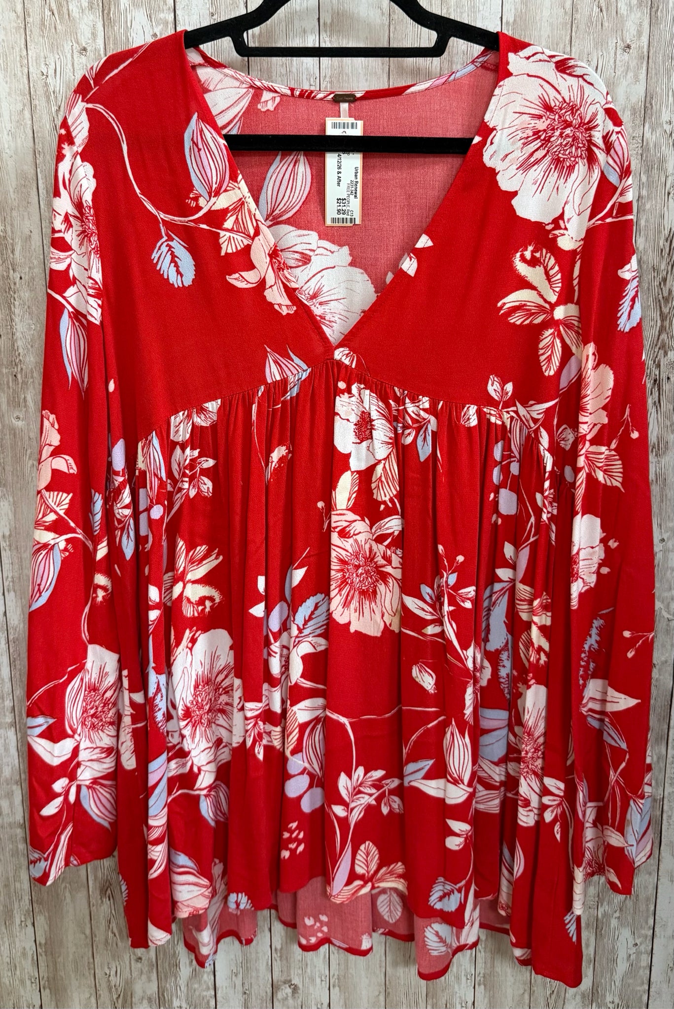 Size S FREE PEOPLE Red Print Top