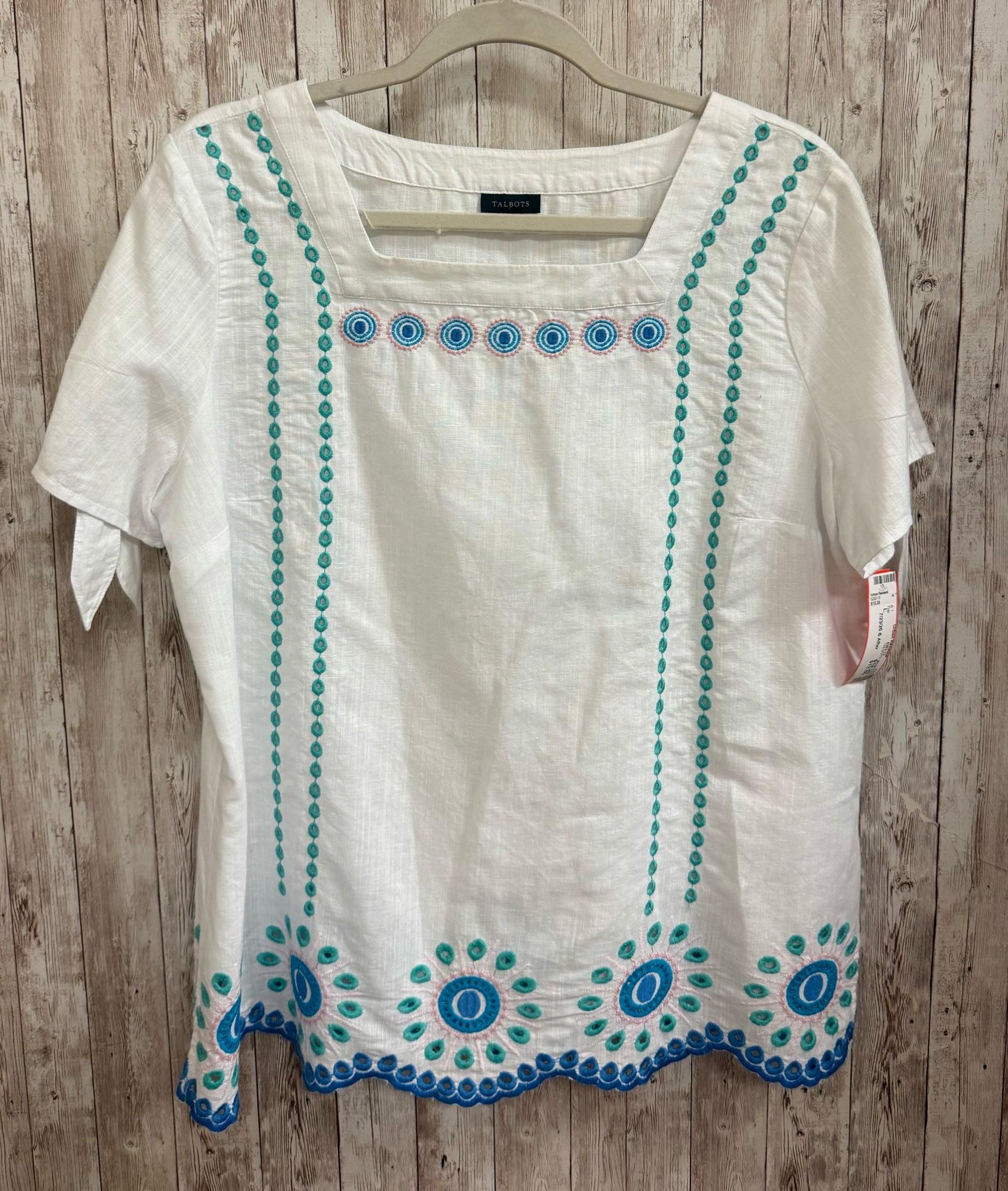 Size L TALBOTS White Print Top