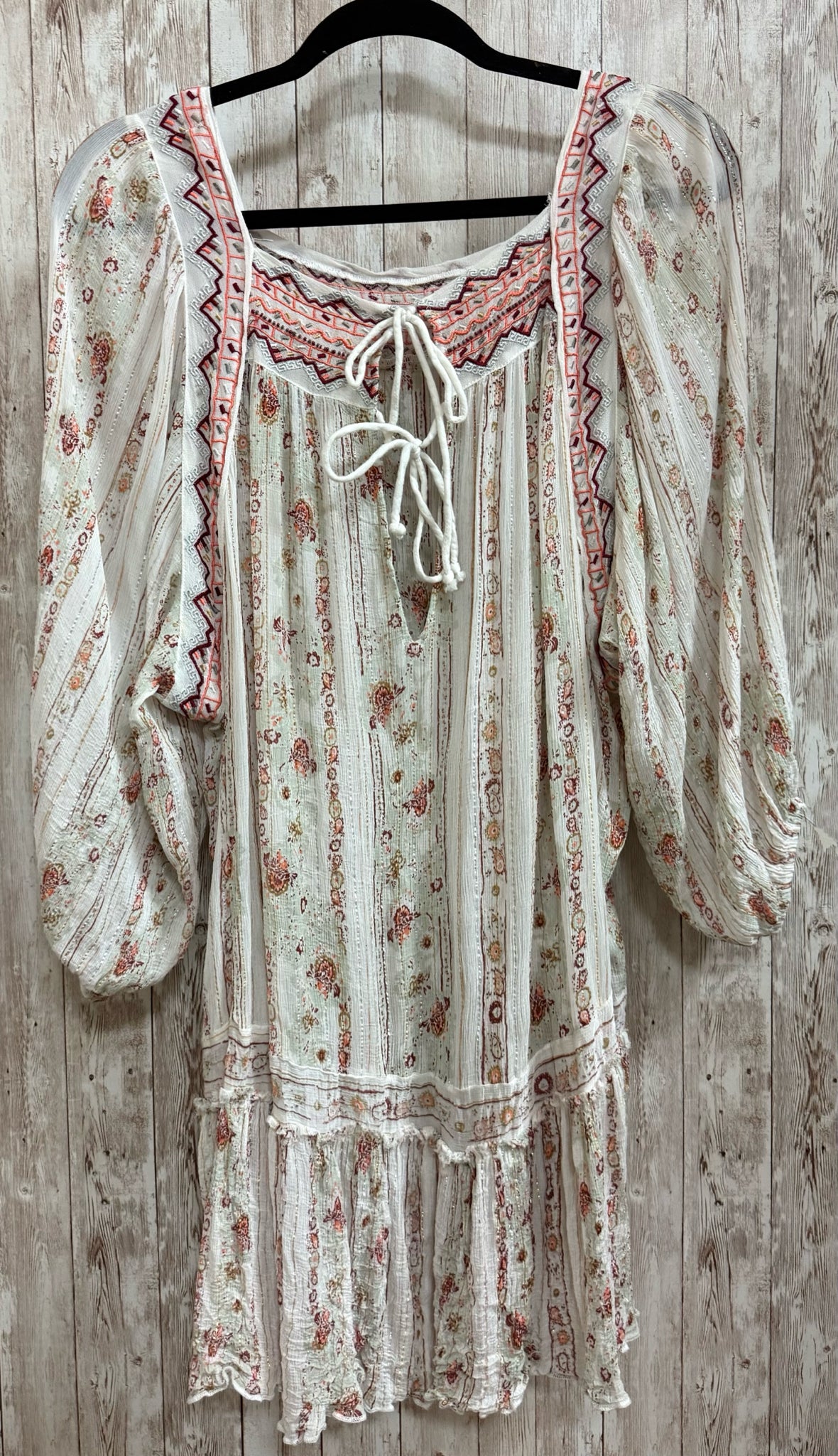 FREE PEOPLE White Print Women Size L Tunic