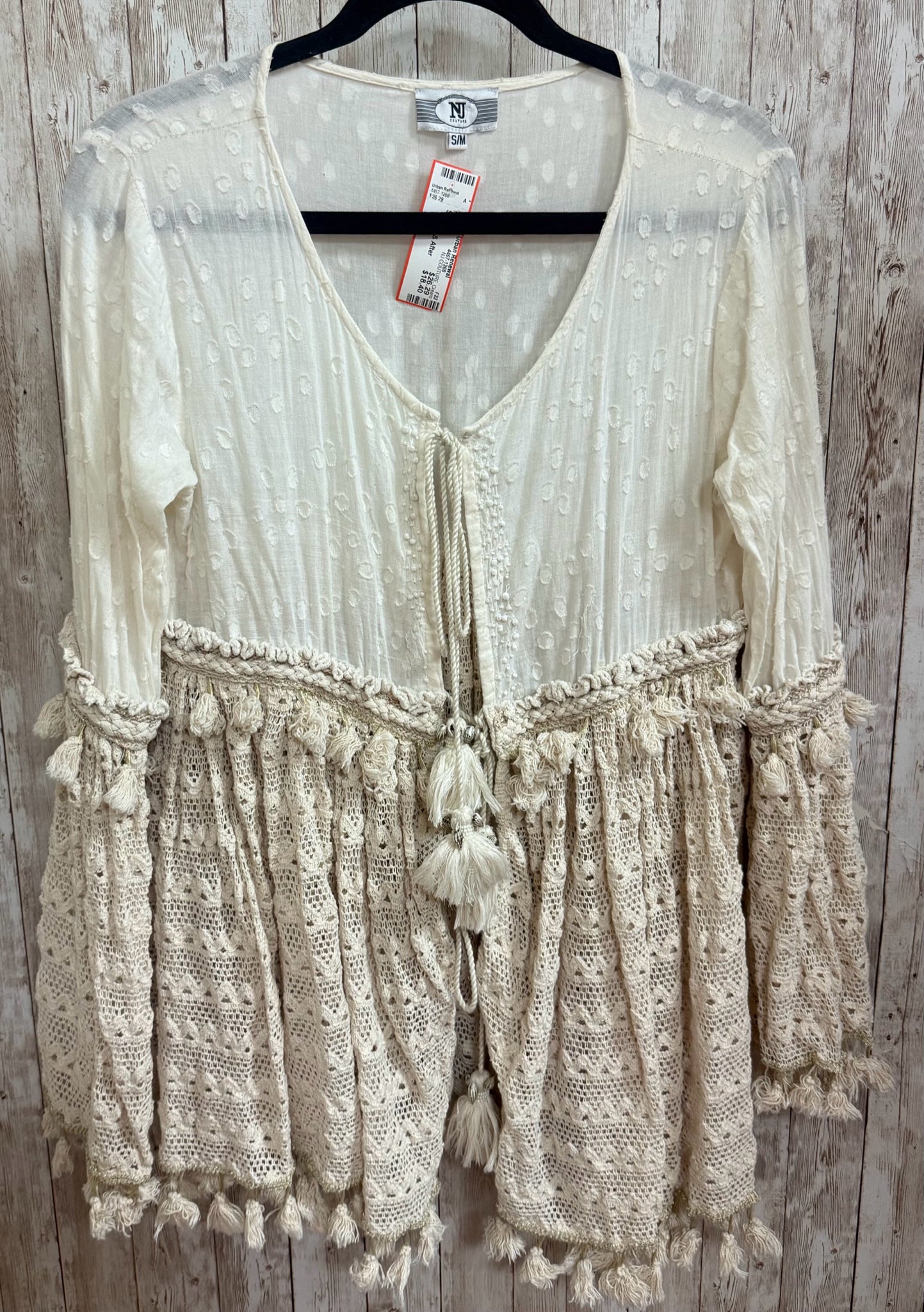 Size S/M NJ COUTURE Cream Top