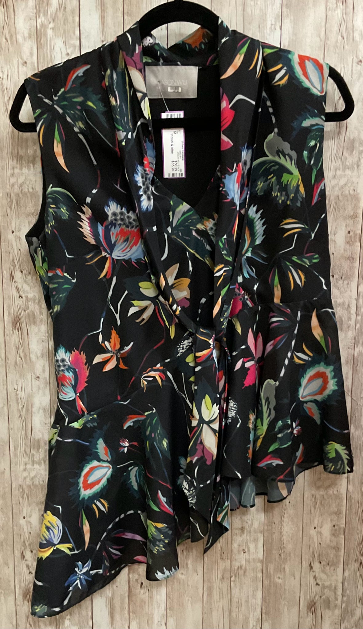 Size M JASON WU BLACK FLORAL Top