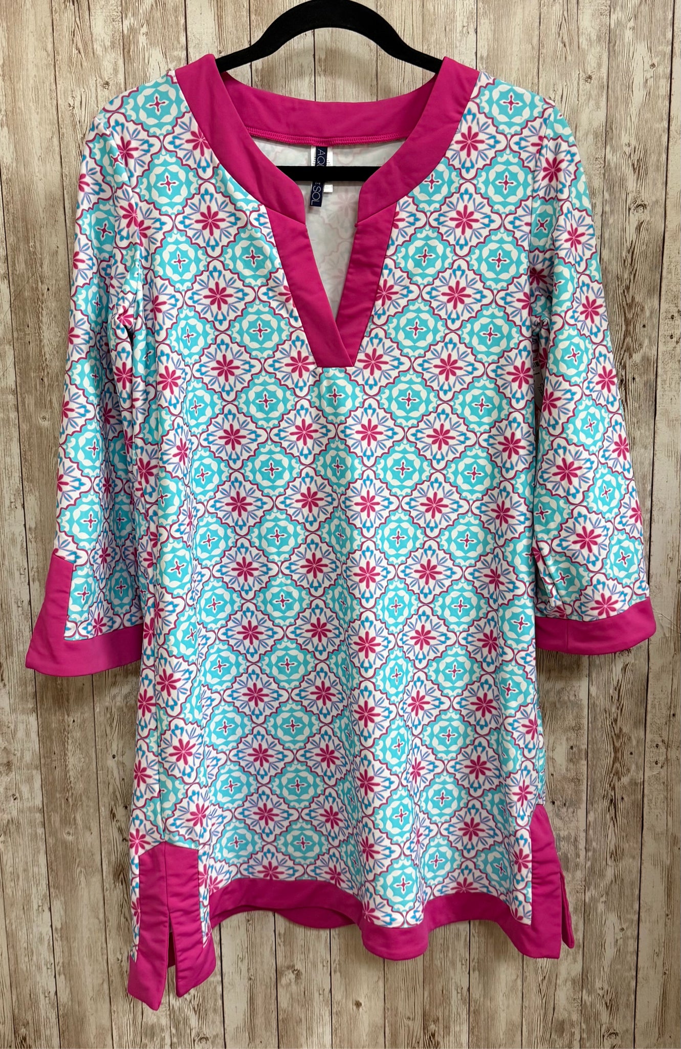 Size L AQUA ET SOL TURQUOISE AND PINK Dress