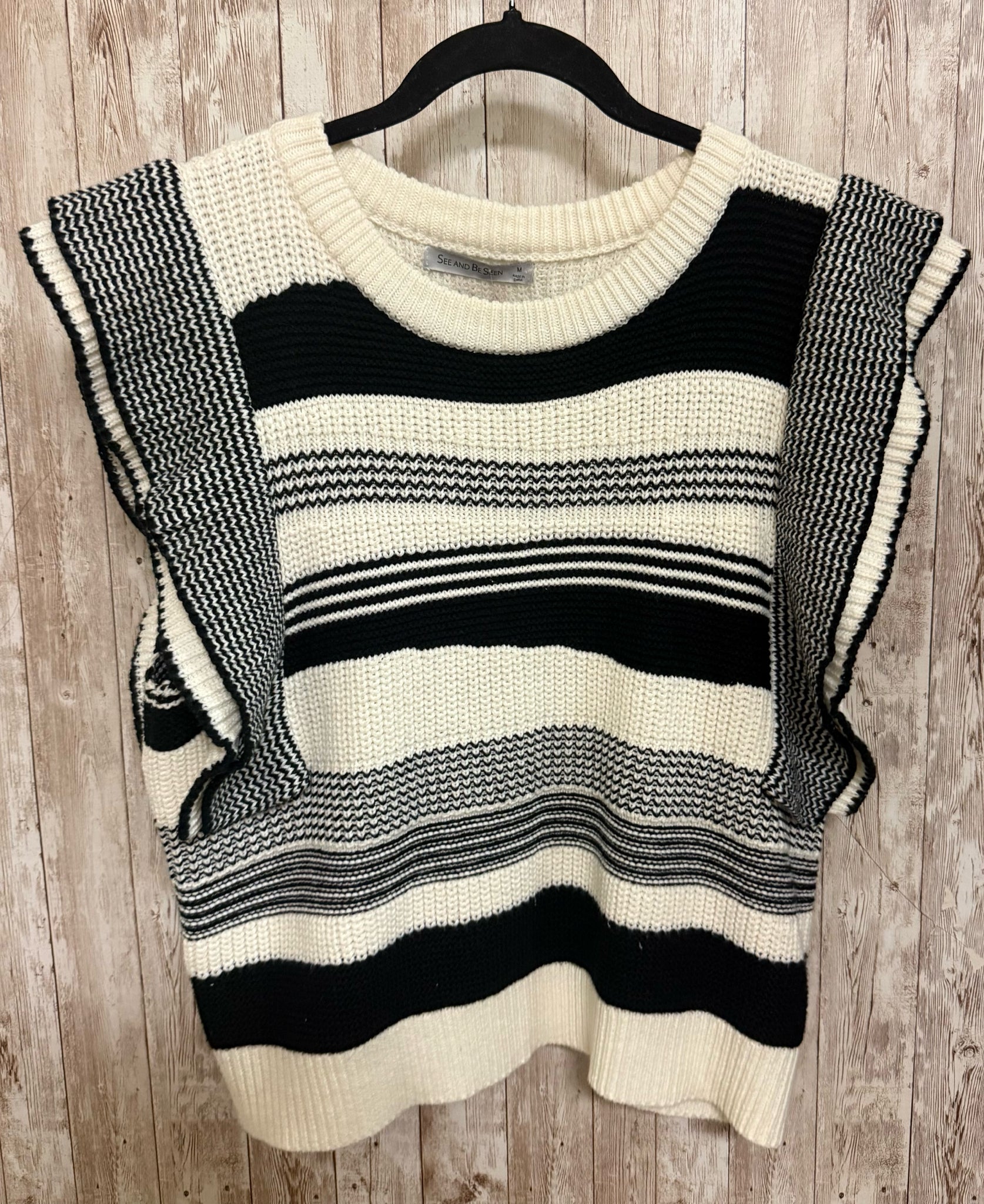 Size M SEE AND BE SEEN BEIGE AND BLACK Vest