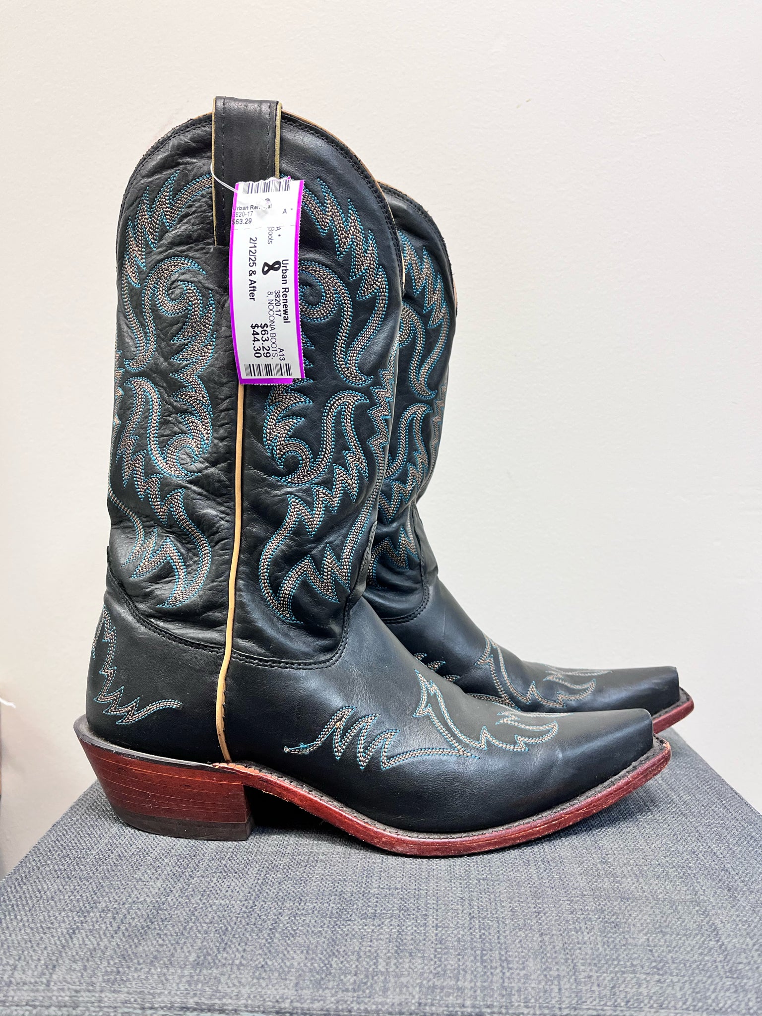 NOCONA BOOTS 8 BLACK AND TEAL Boots