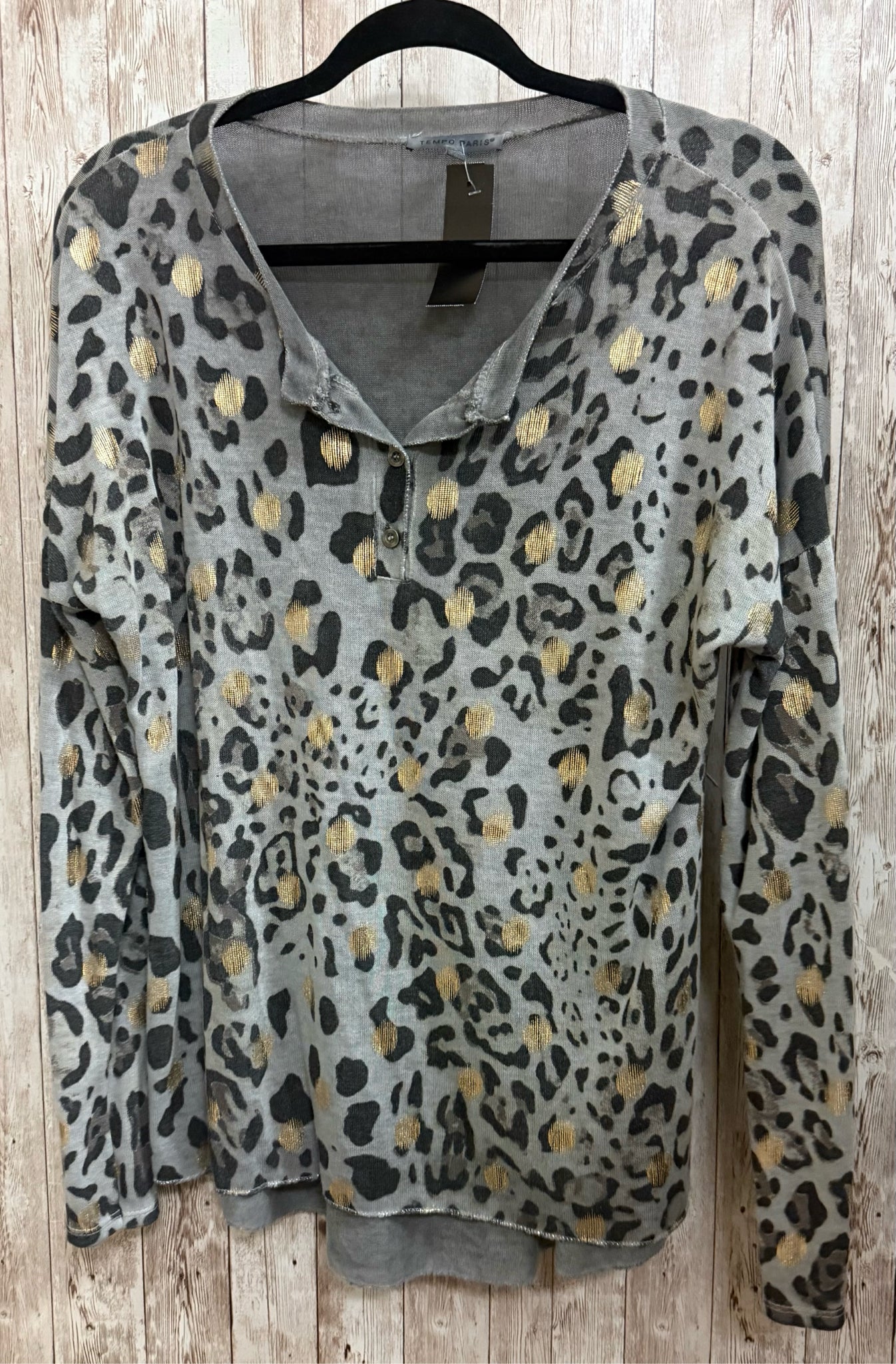 Size S/M TEMPO PARIS gray leopard Top