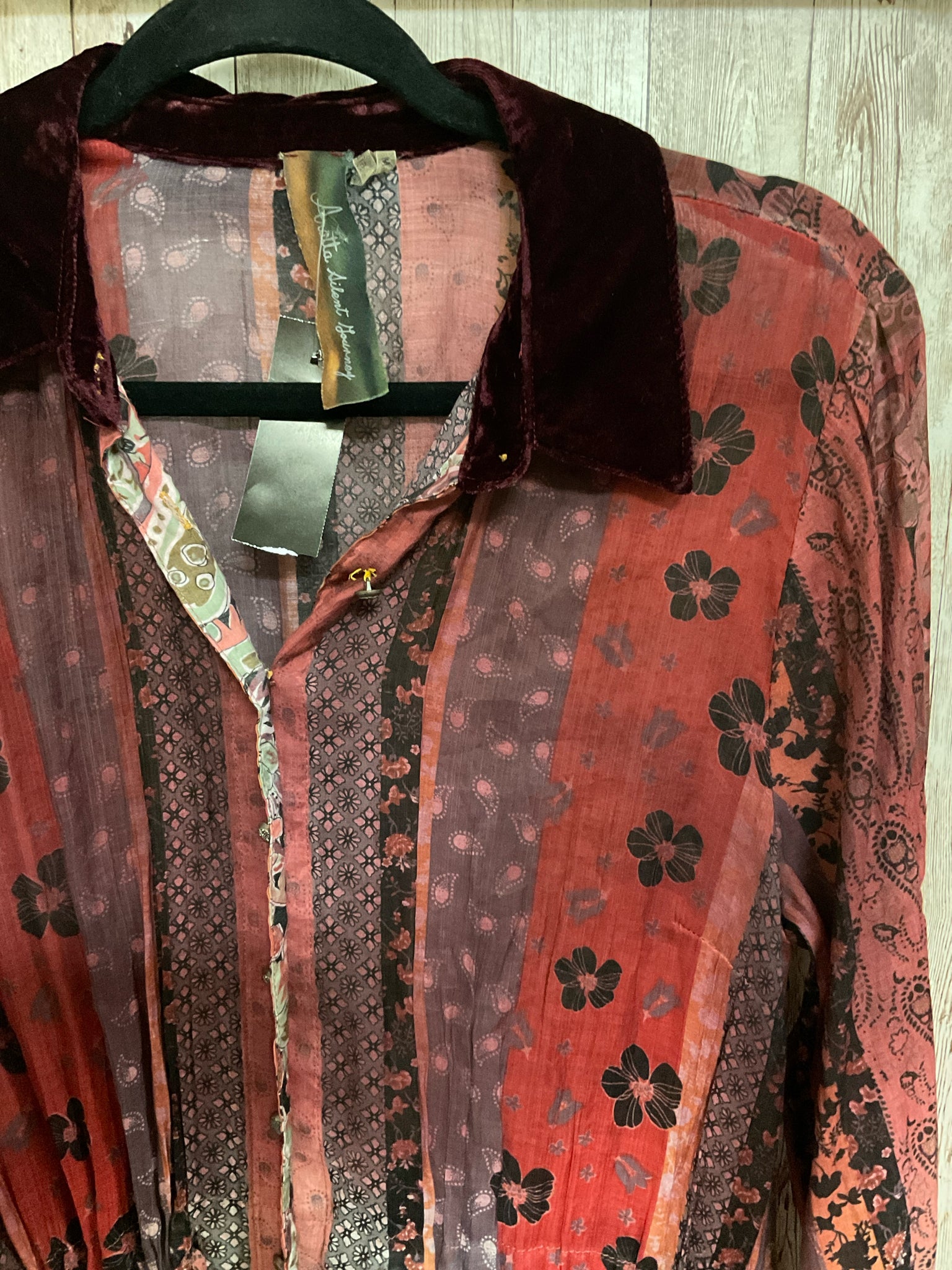 Aratta Silent Journey Size S BURGUNDY MULTI Duster