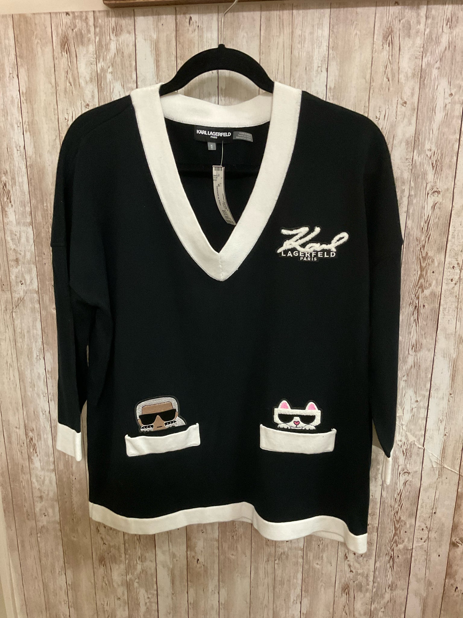Size M KARL LAGERFELD BLACK AND WHITE Top