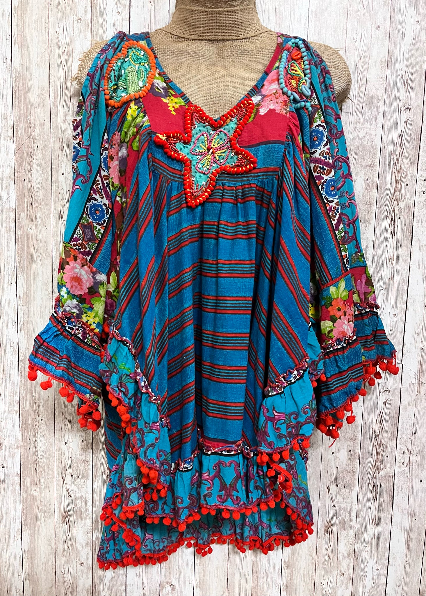 ANTICA SANTORIA Size One Size BLUE AND RED Top