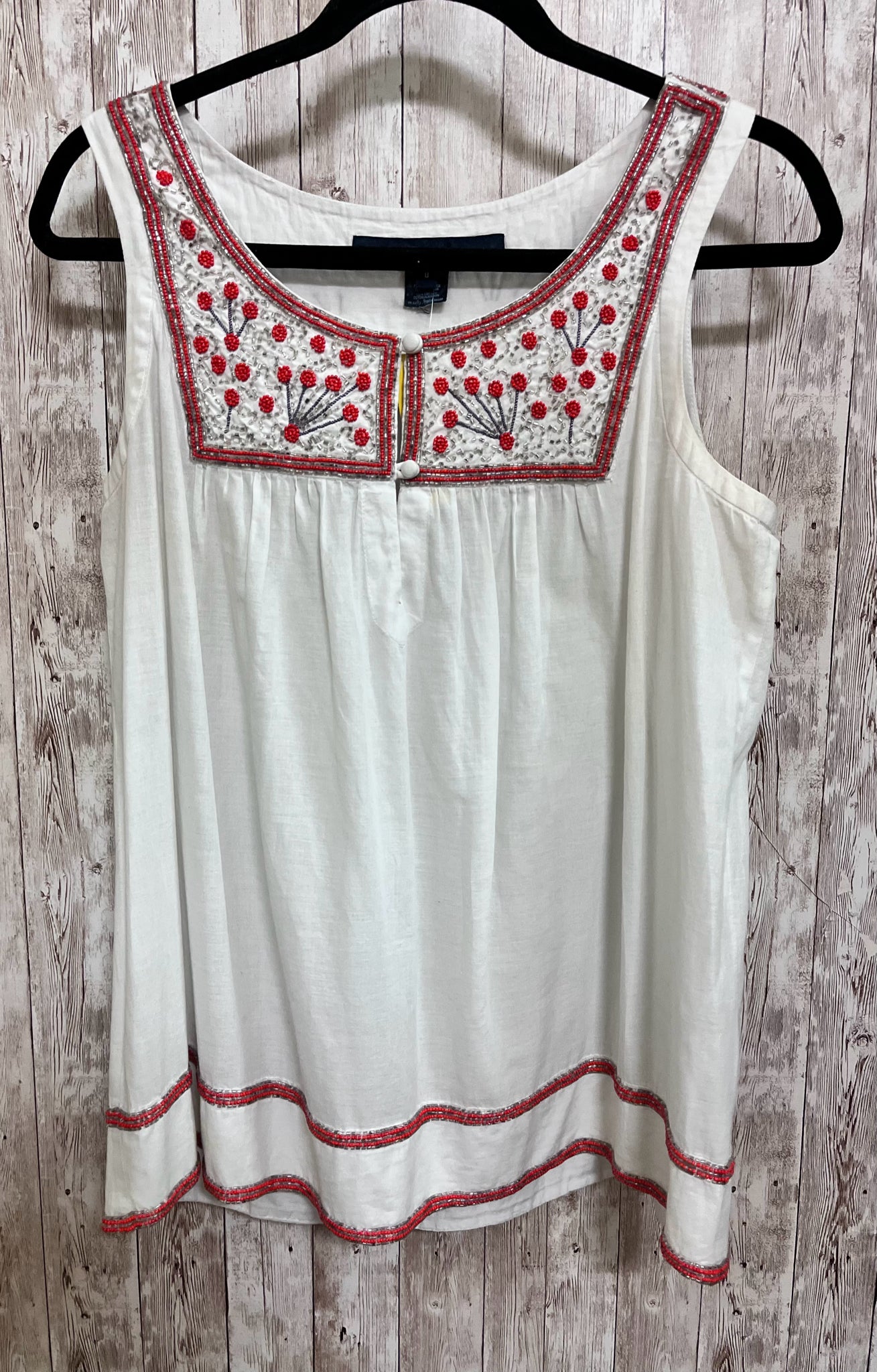 Size 8 FRENCH CONNECTION WHITE AND RED Top
