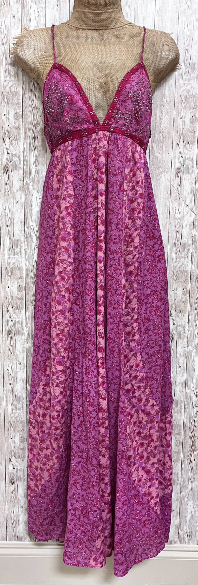 FREE PEOPLE Size M PURPLE AND RASPBERRY FLORAL Dress