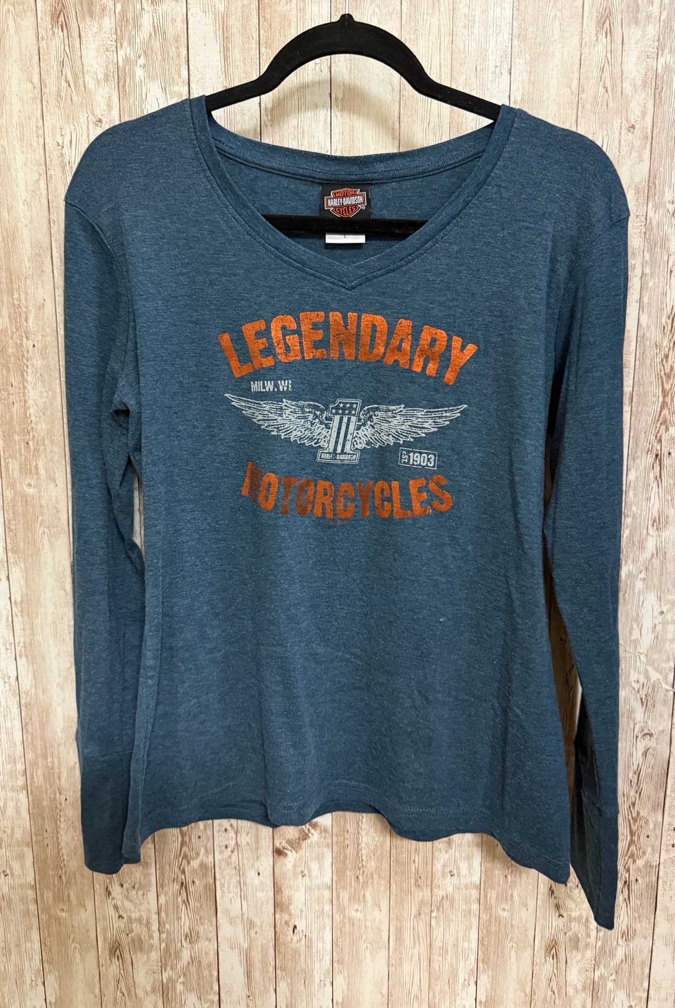 HARLEY DAVIDSON Size L Blue Top