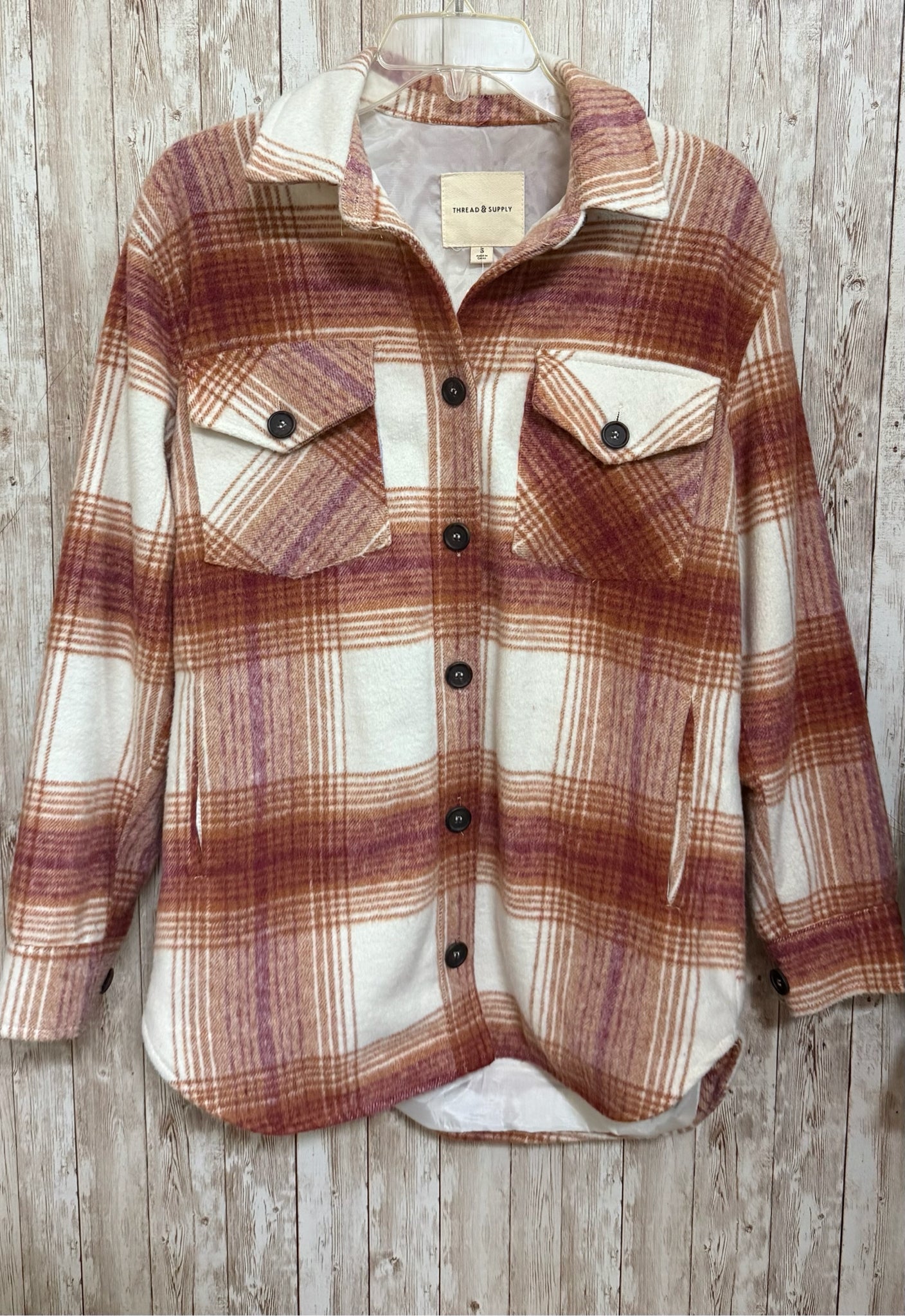 Size S THREAD&SUPPLY CREAM AND RUST PRINT Jacket