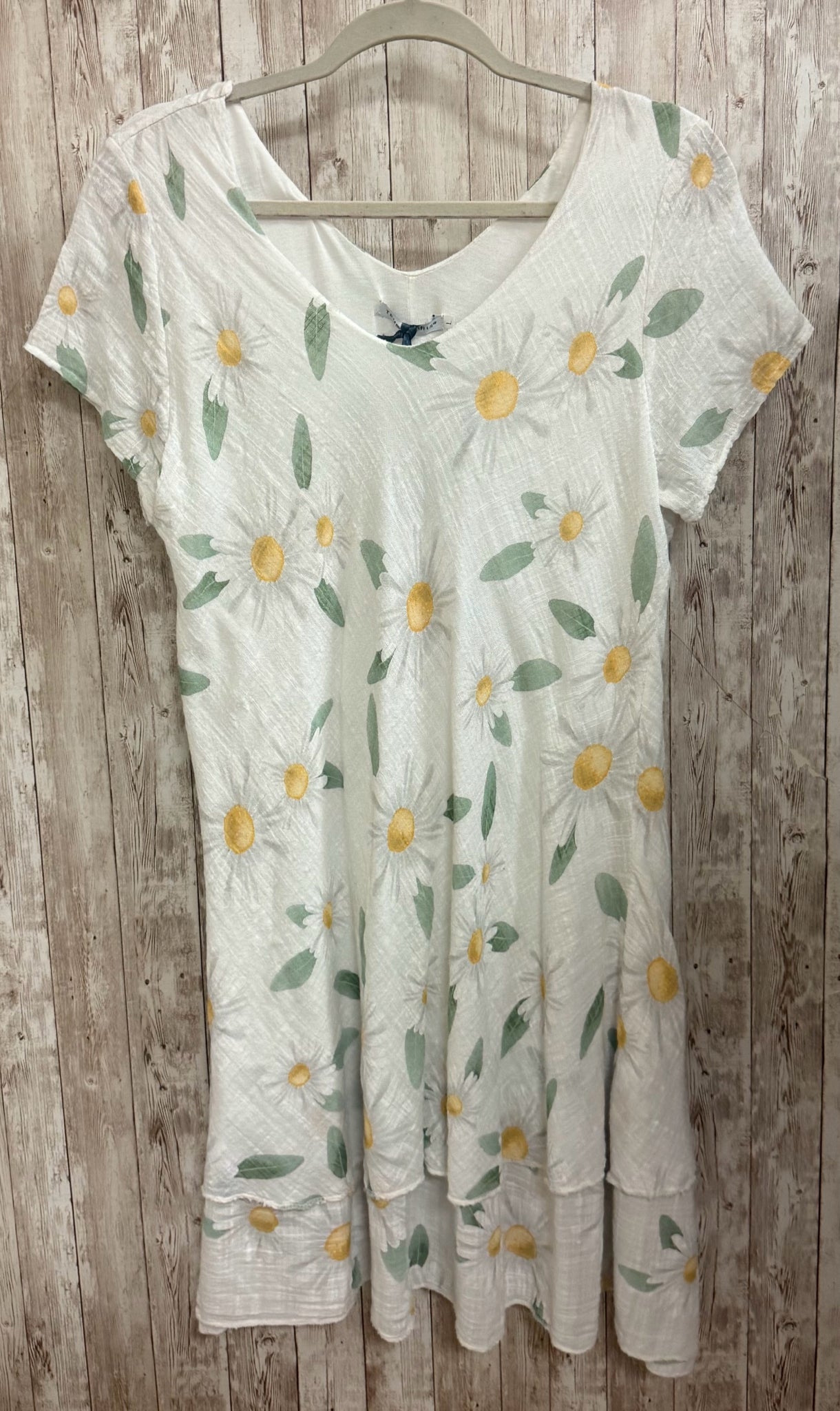 Size L TEMPO PARIS WHITE AND YELLOW Dress