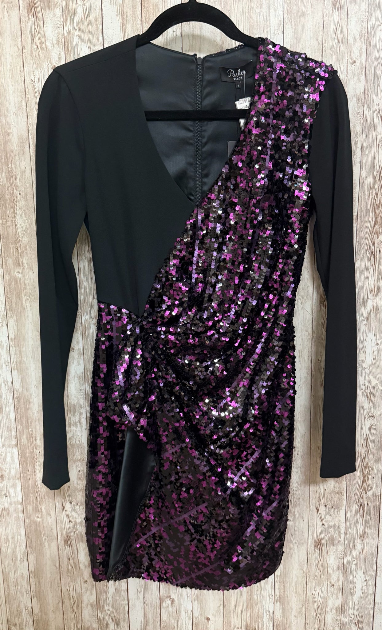 PARKER Size 0 BLACK AND PURPLE Dress