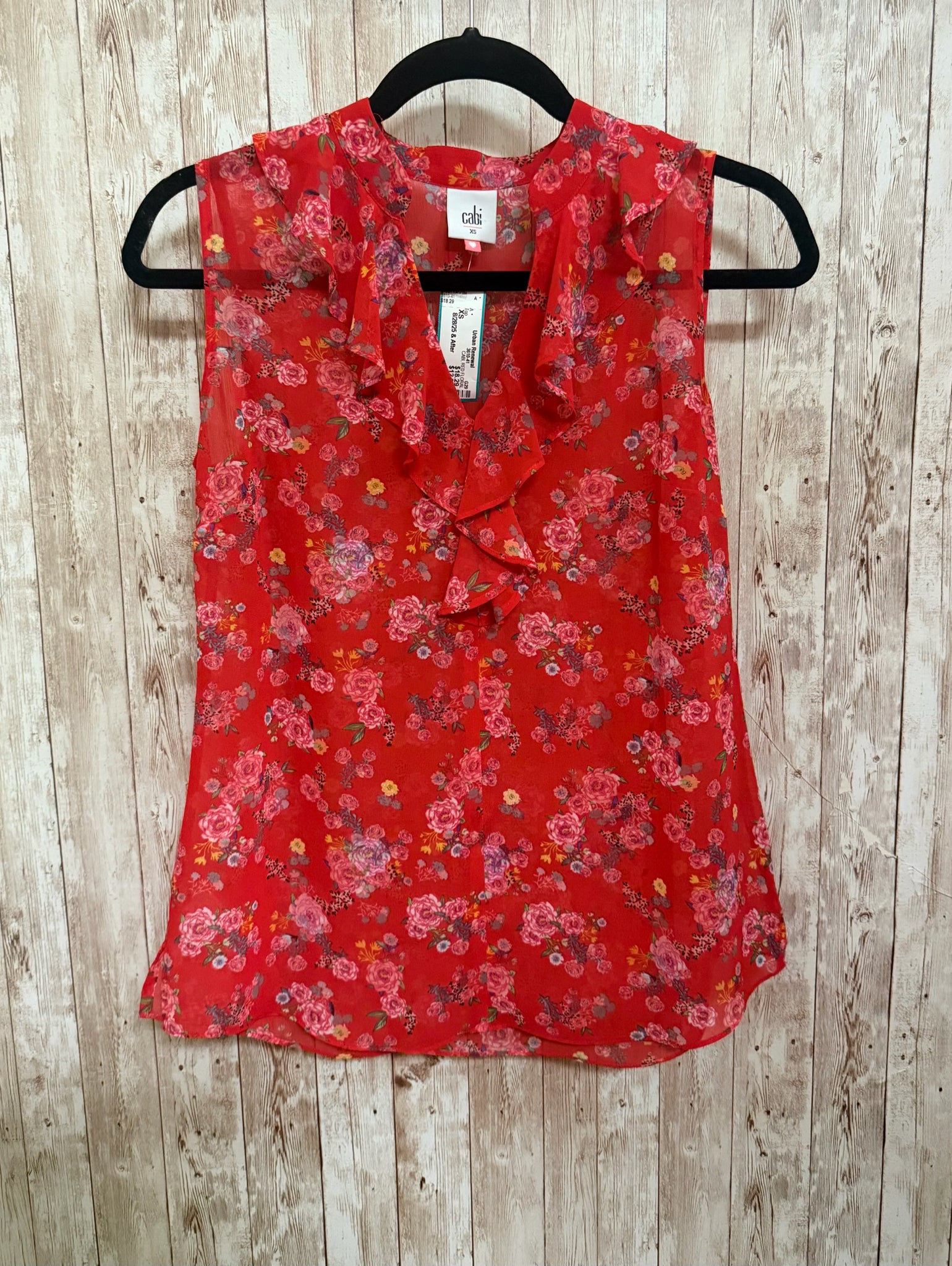 CABI Size XS RED FLORAL Top