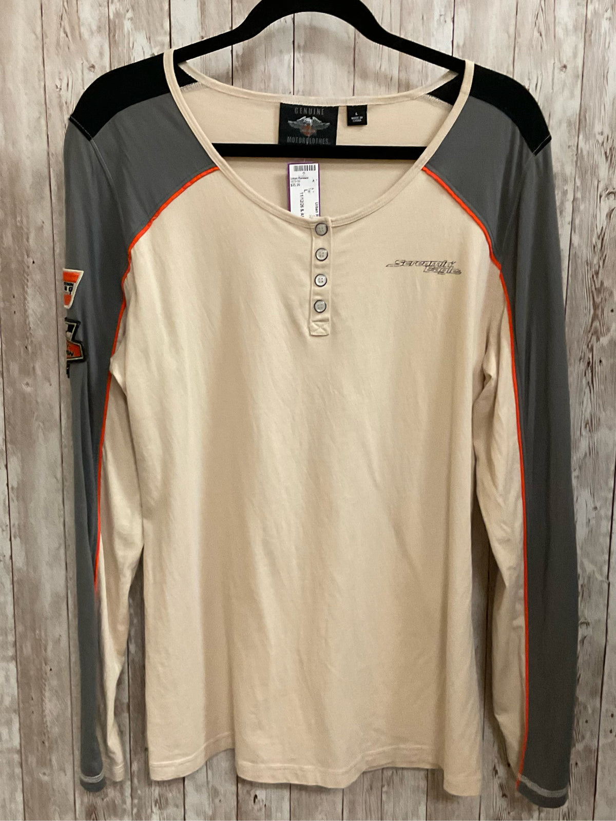 Size L HARLEY DAVIDSON BEIGE AND GRAY Top