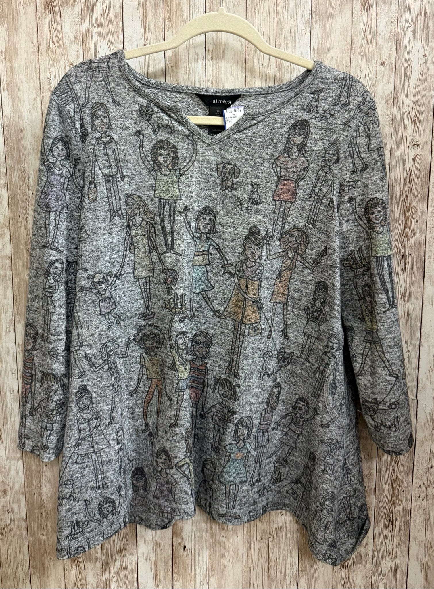 ALI MILES Size M Gray Top