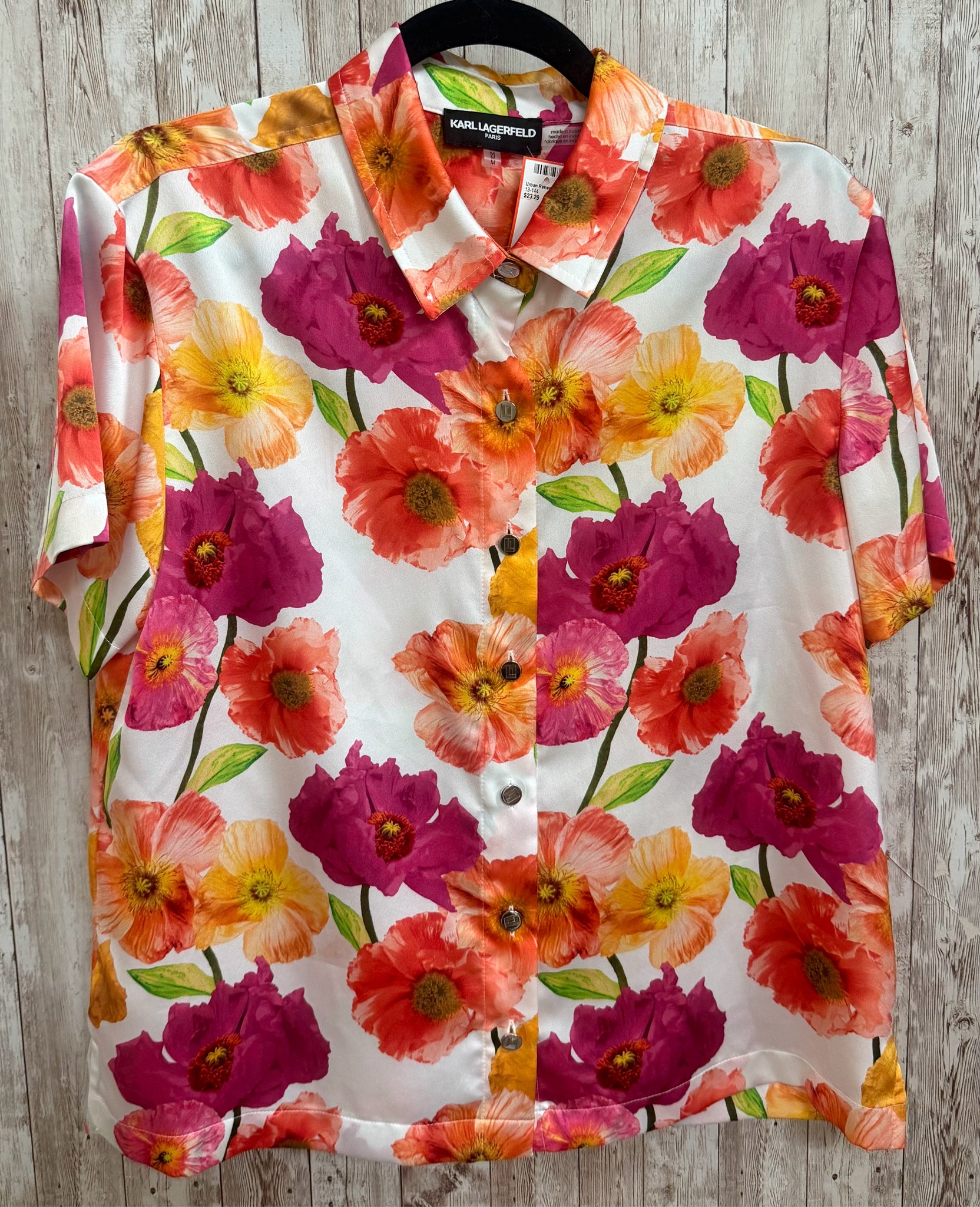 Size M KARL LAGERFELD orange floral Top
