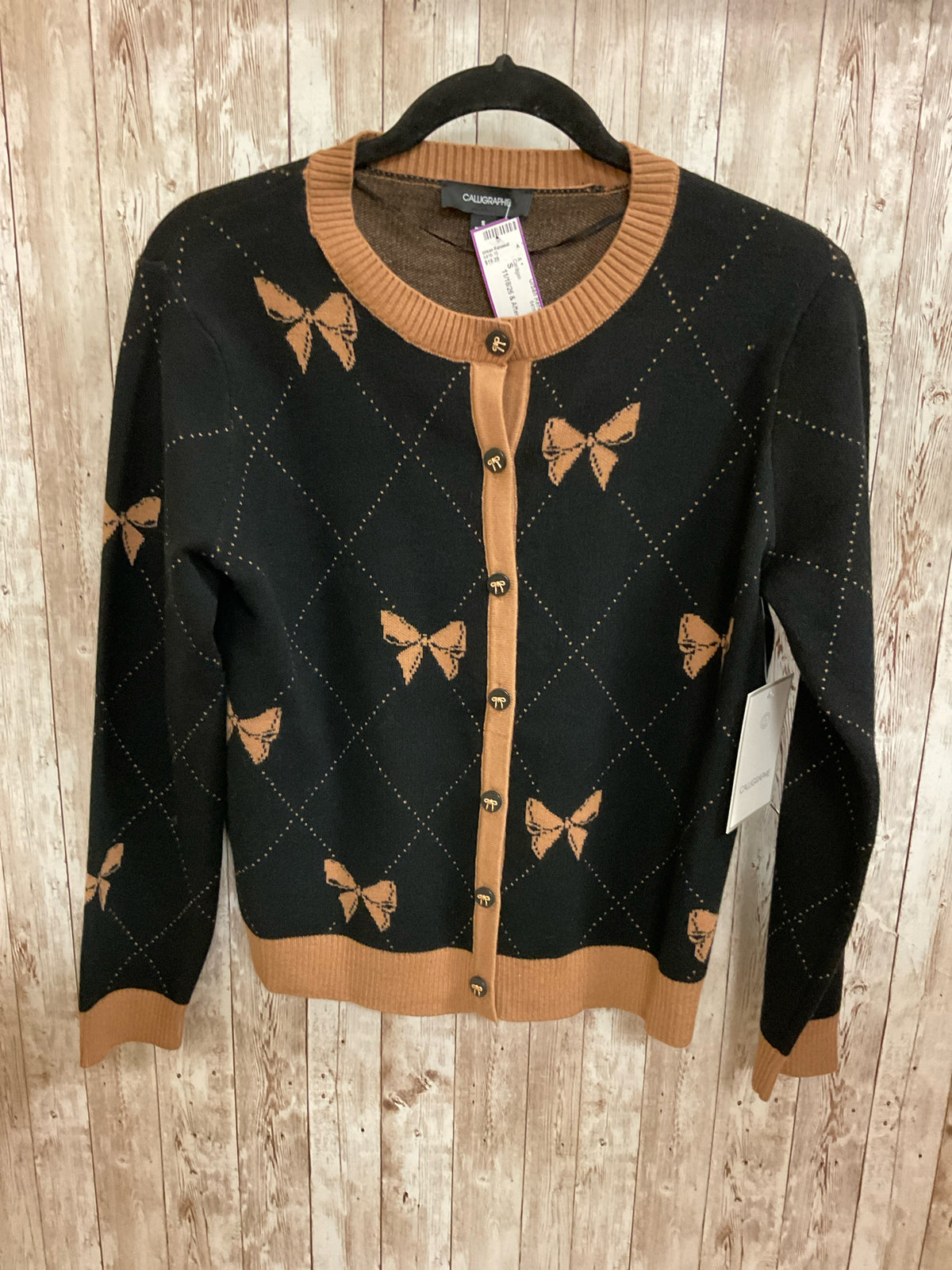 Size S CALLIGRAPHIE BLACK AND TAN Cardigan