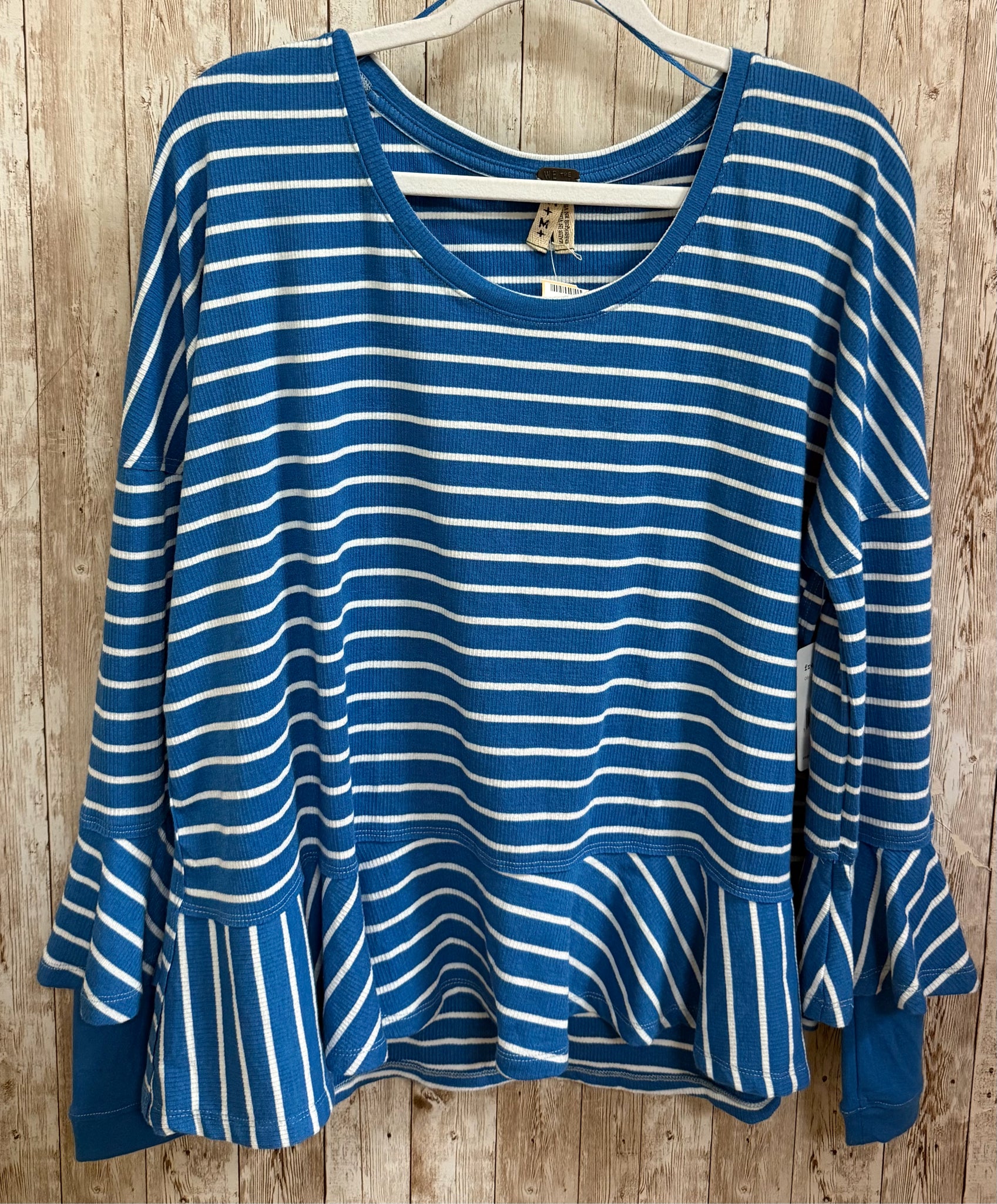 Size M WE THE FREE BLUE AND WHITE STRIPE Top