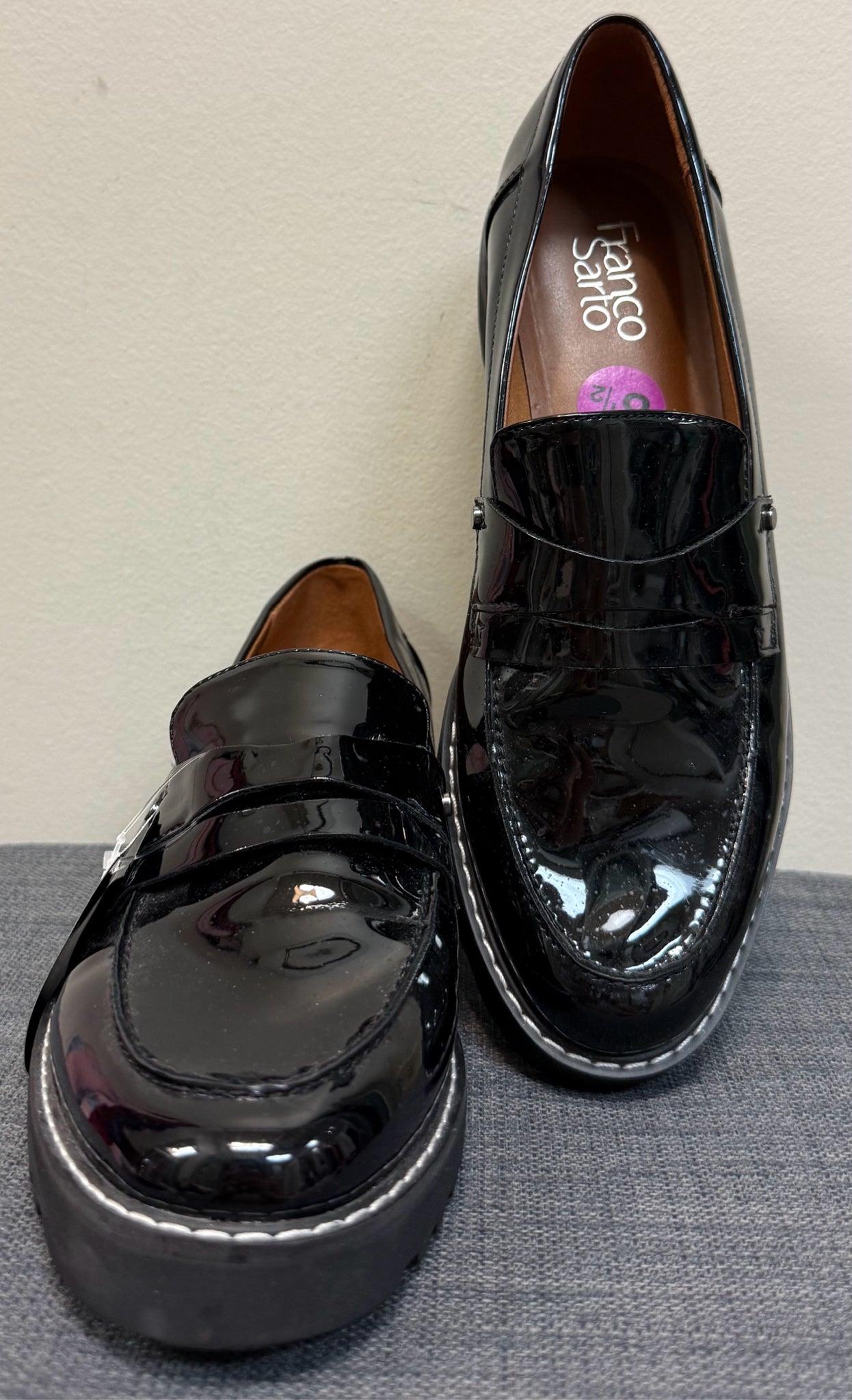 8.5 FRANCO SARTO BLACK PATENT LEATER Loafers