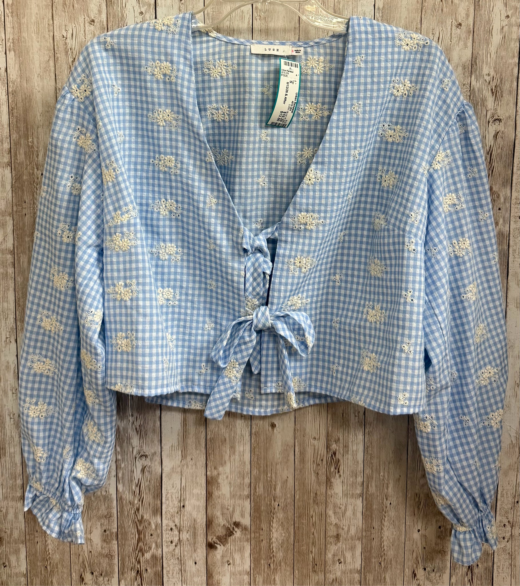 Size S LUSH BLUE PLAID Top