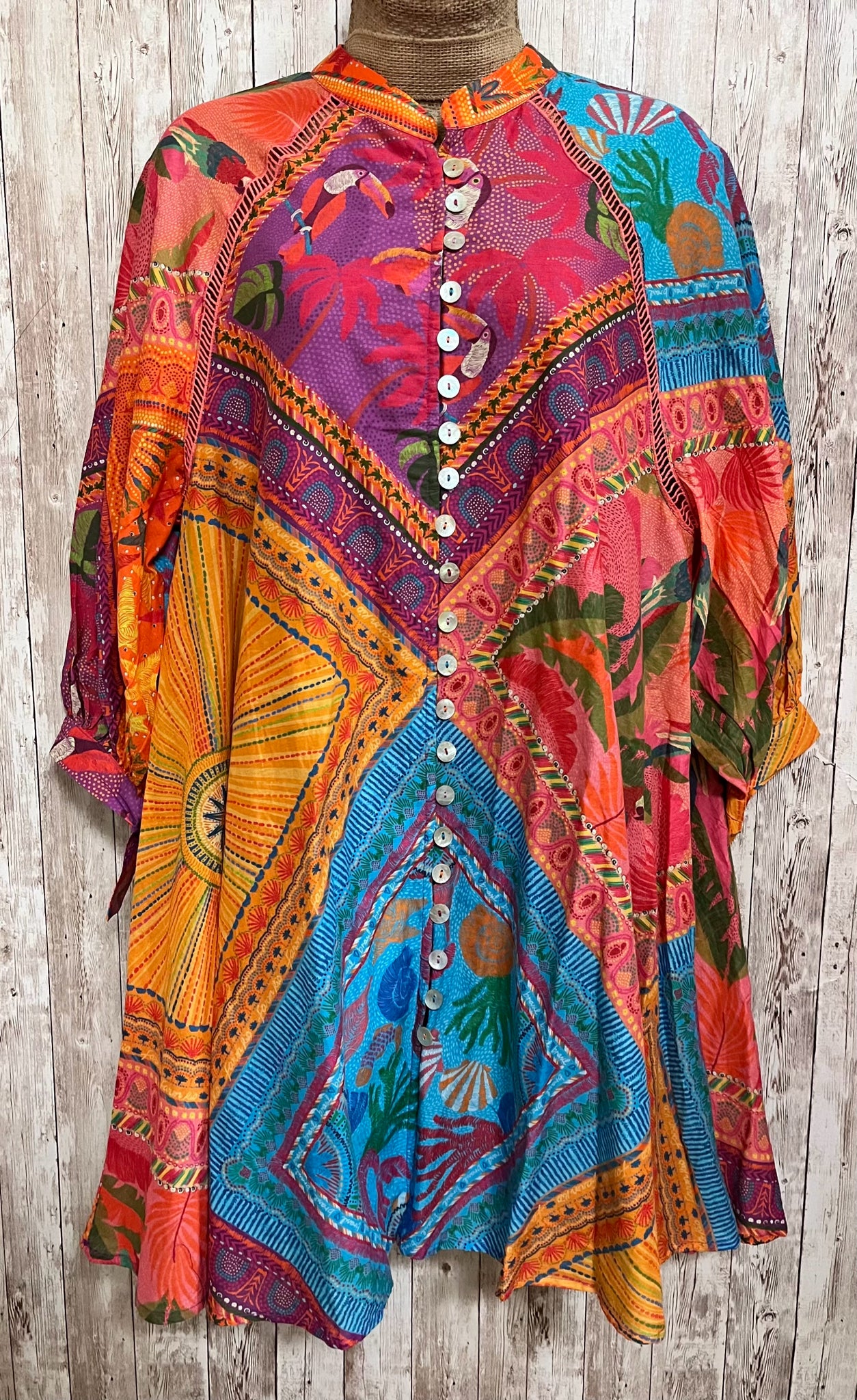 FARM RIO ORANGE MULTI Women Size M Tunic
