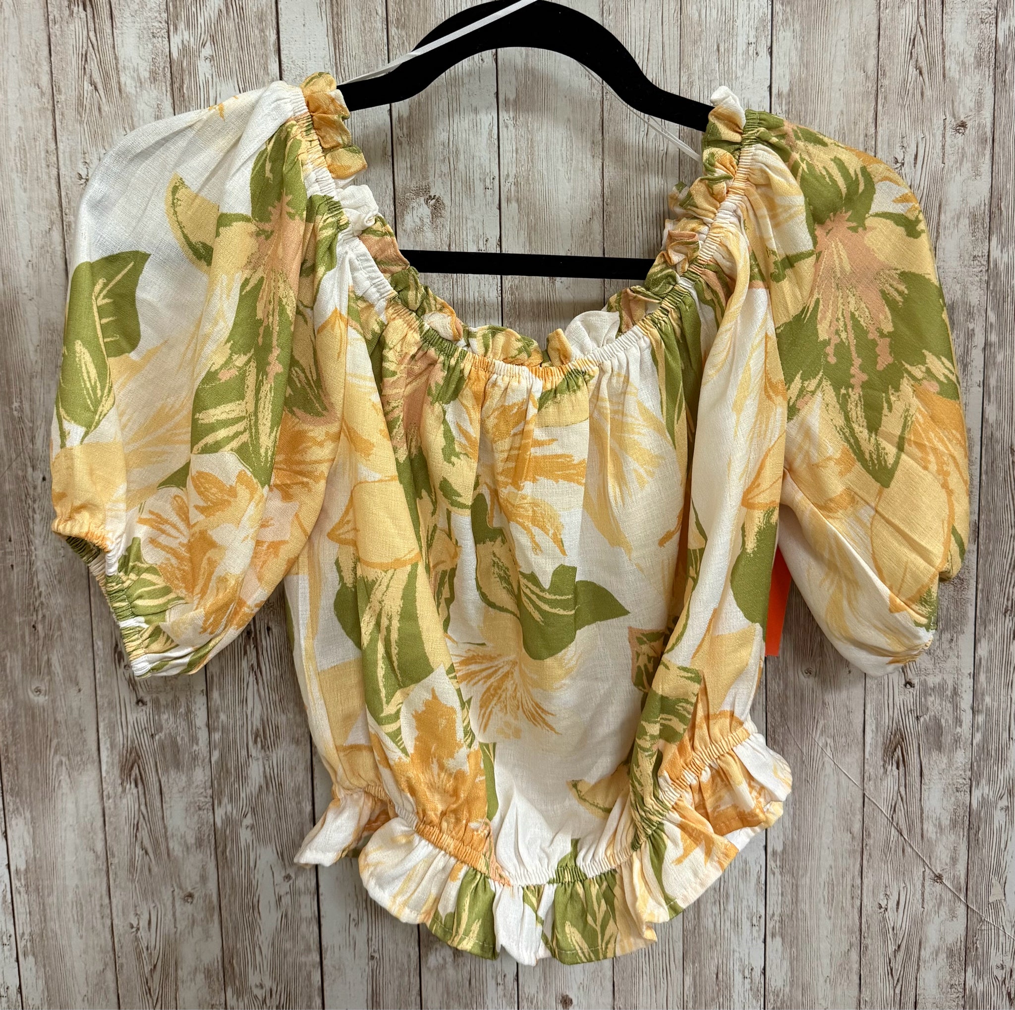 Size S FAB'RIK YELLOW AND GREEN PRINT Top