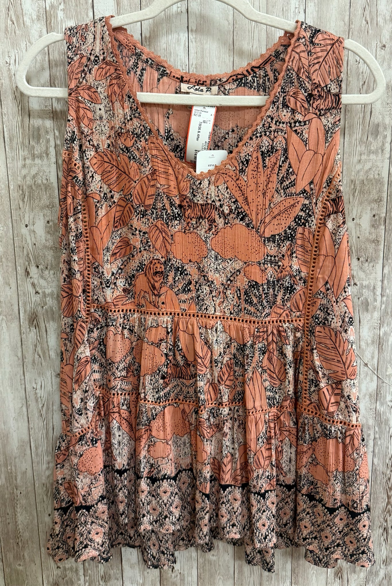 Size M LOLA P. ORANGE AND BLACK Top