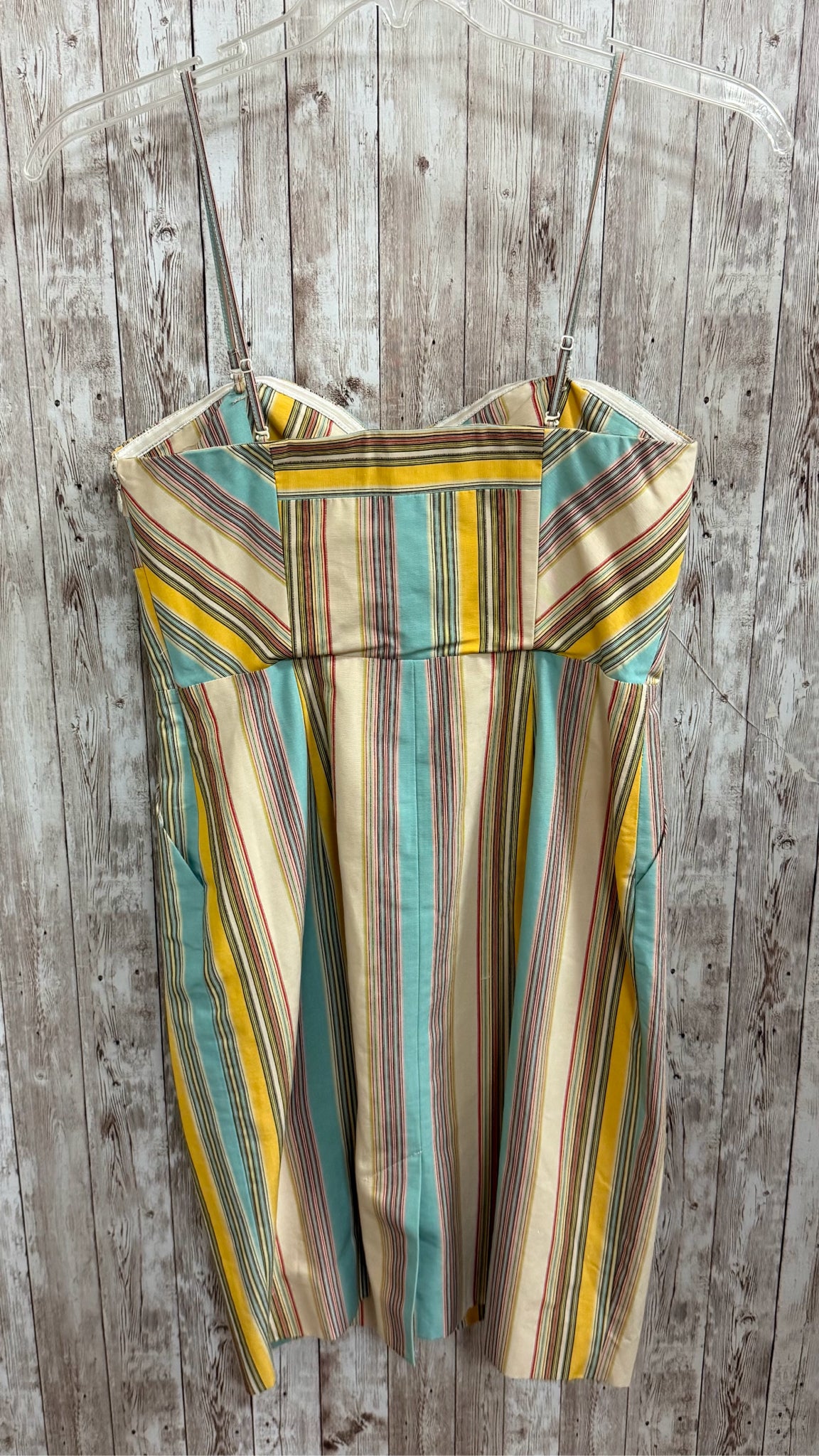 Size 6 MOULINETTE SOEURS YELLOW AND BLUE PRINT Dress