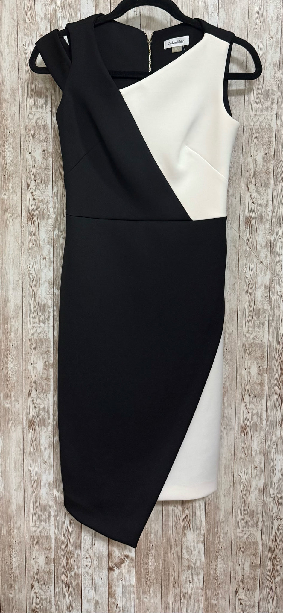 CALVIN KLEIN Size 2 Black and Cream Dress
