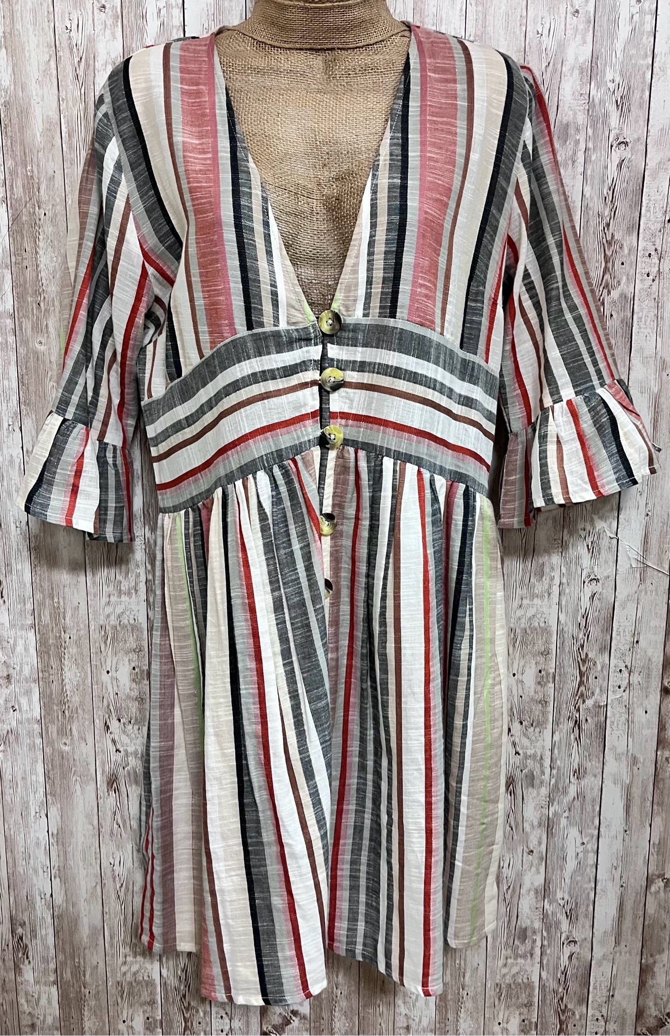 LULUS Size L CREAM STRIPE Dress