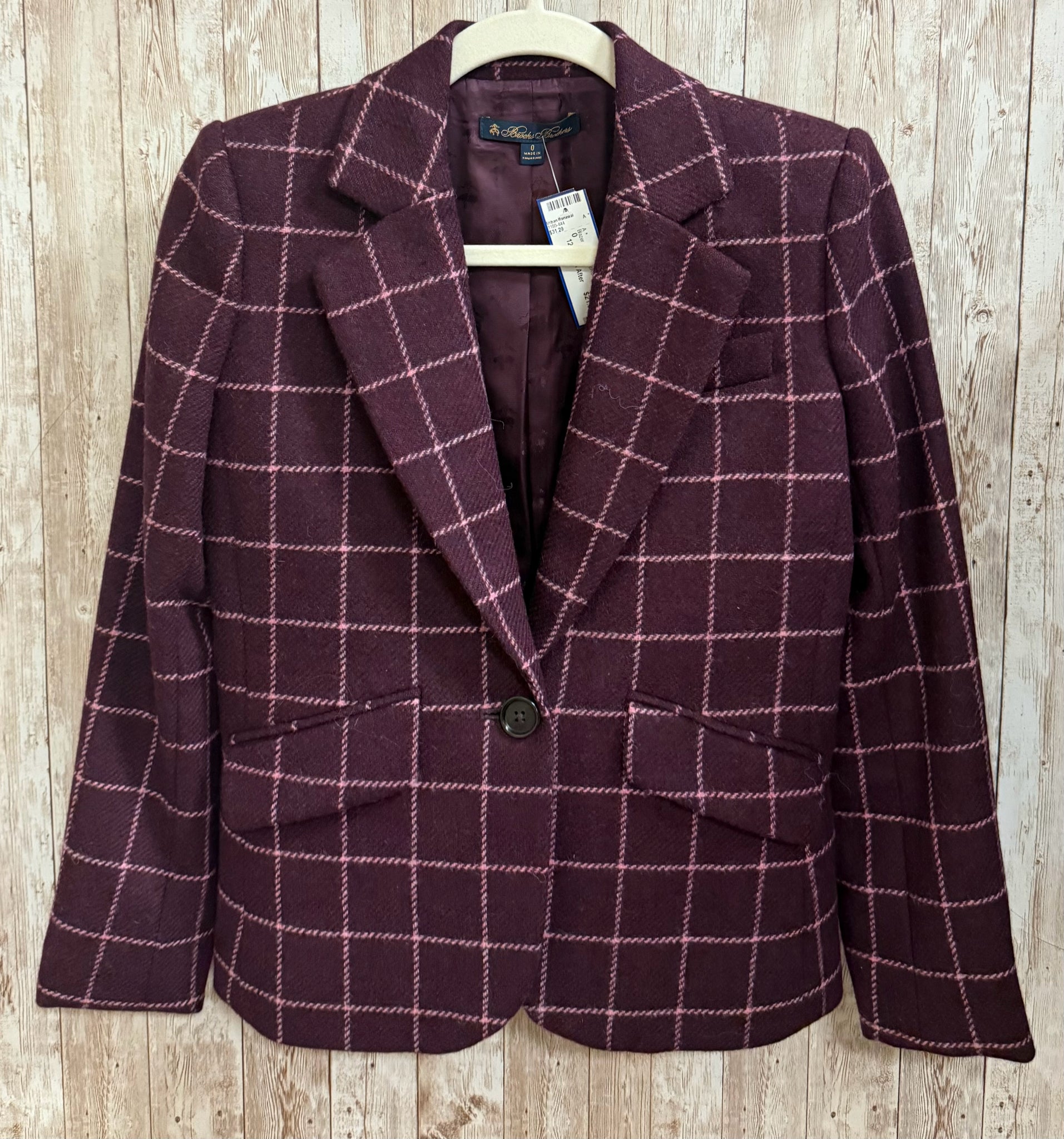 Size 0 BROOKS BROTHERS Purple Print Blazer