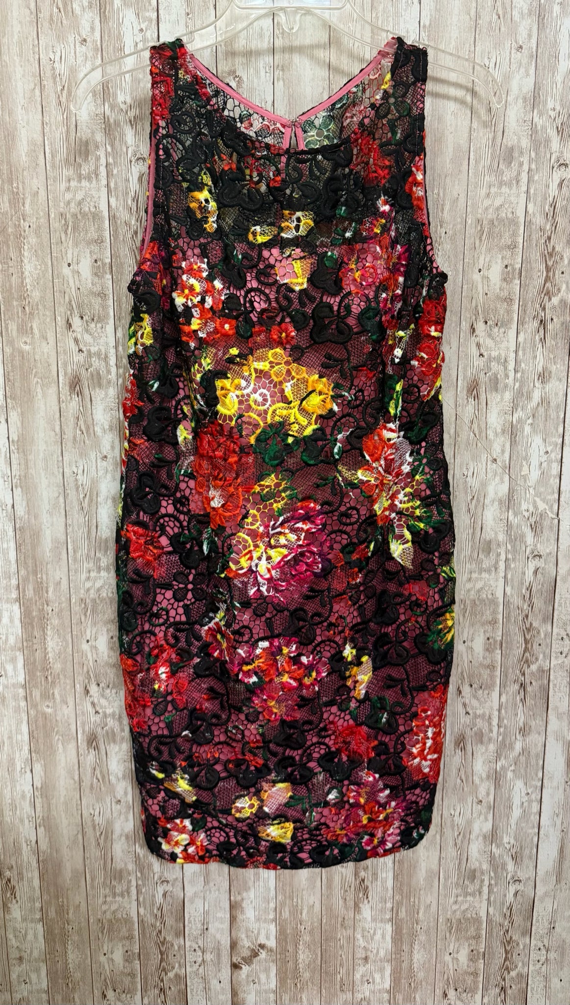 ADRIANNA PAPELL Size 8 Black Print Dress