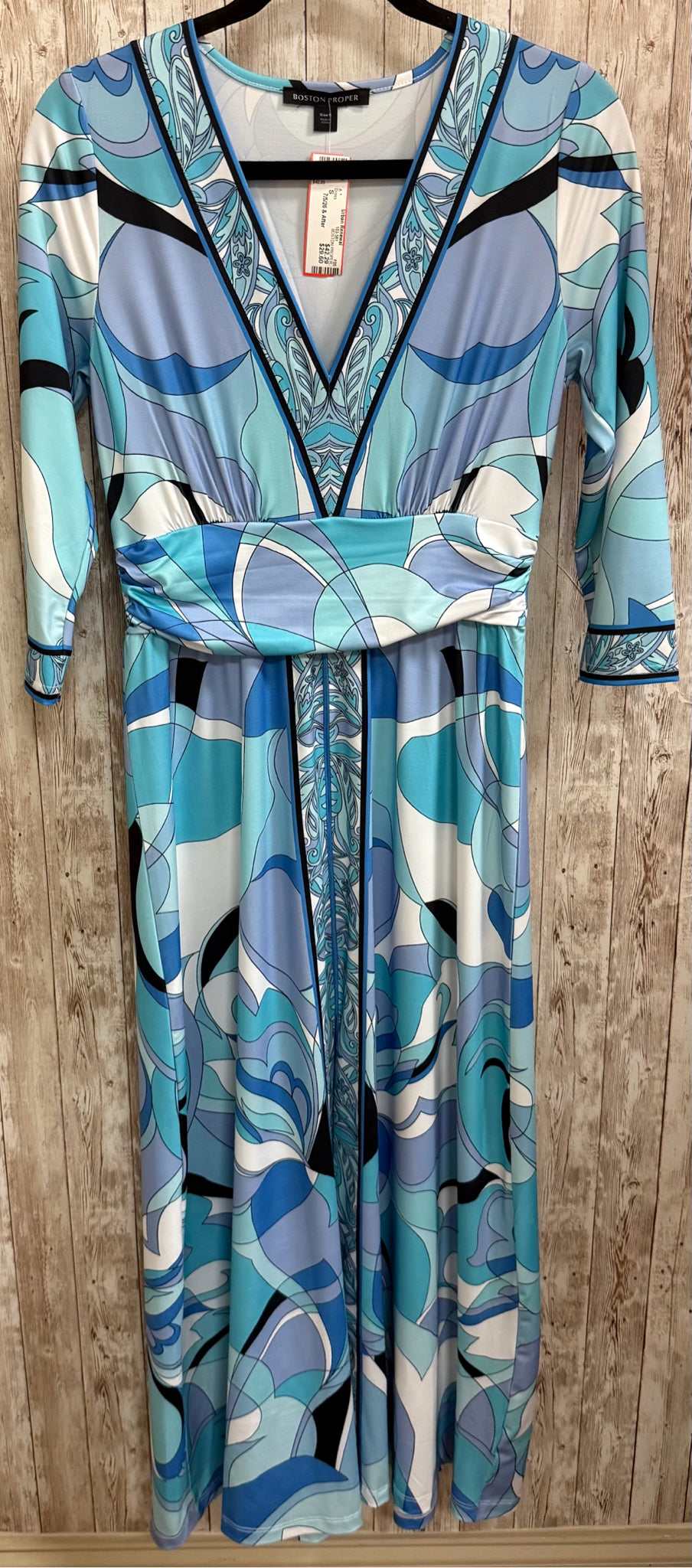 Size S BOSTON PROPER TURQUOISE PRINT Dress