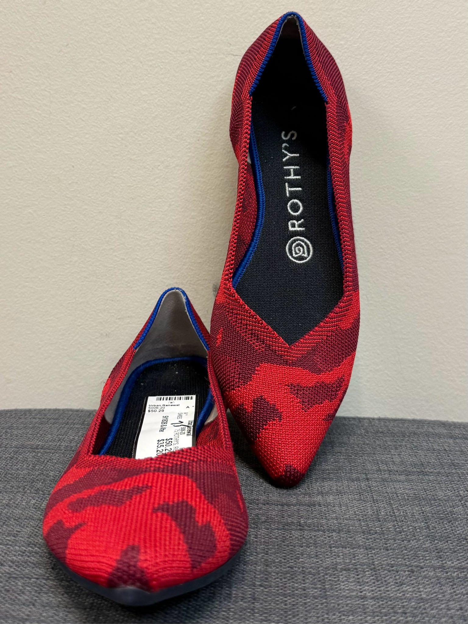 7.5 ROTHY'S RED CAMO SHOES