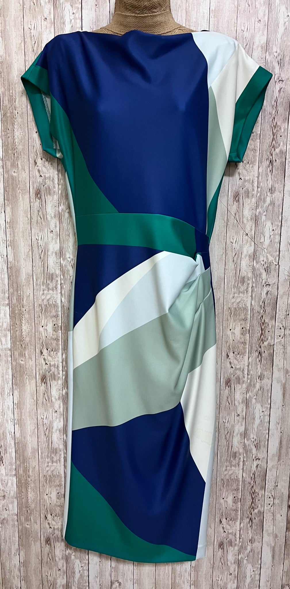 DONNA KARAN Size 8 GREEN AND BLUE MULTI Dress