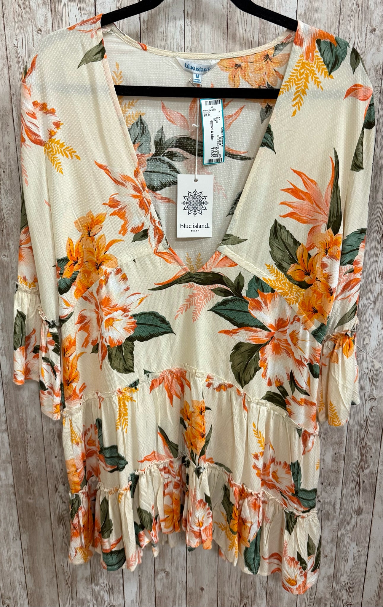 Size M BLUE ISLAND CREAM AND ORANGE Dress