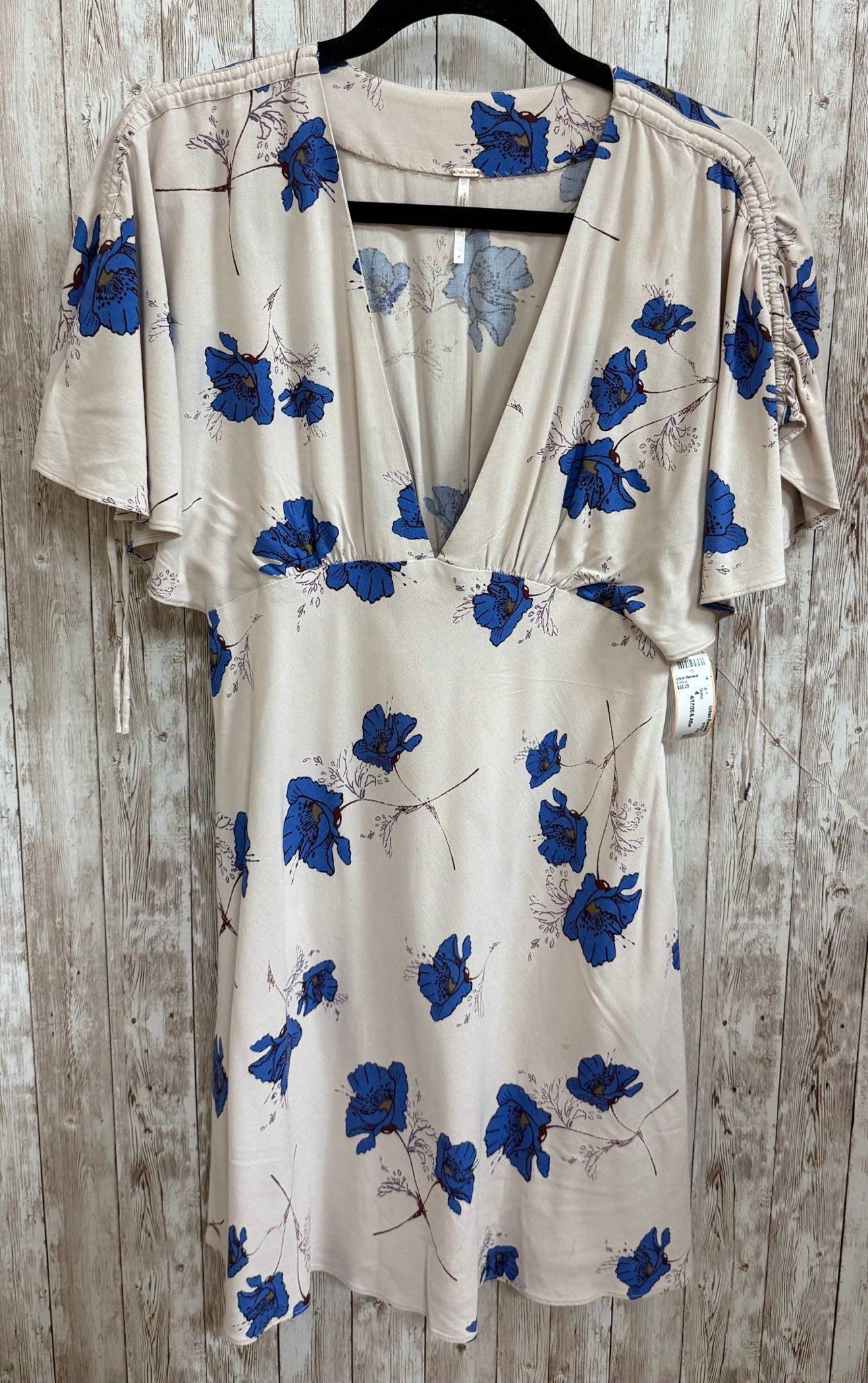 Size 4 FREE PEOPLE CREAM AND BLUE FLORAL Dress