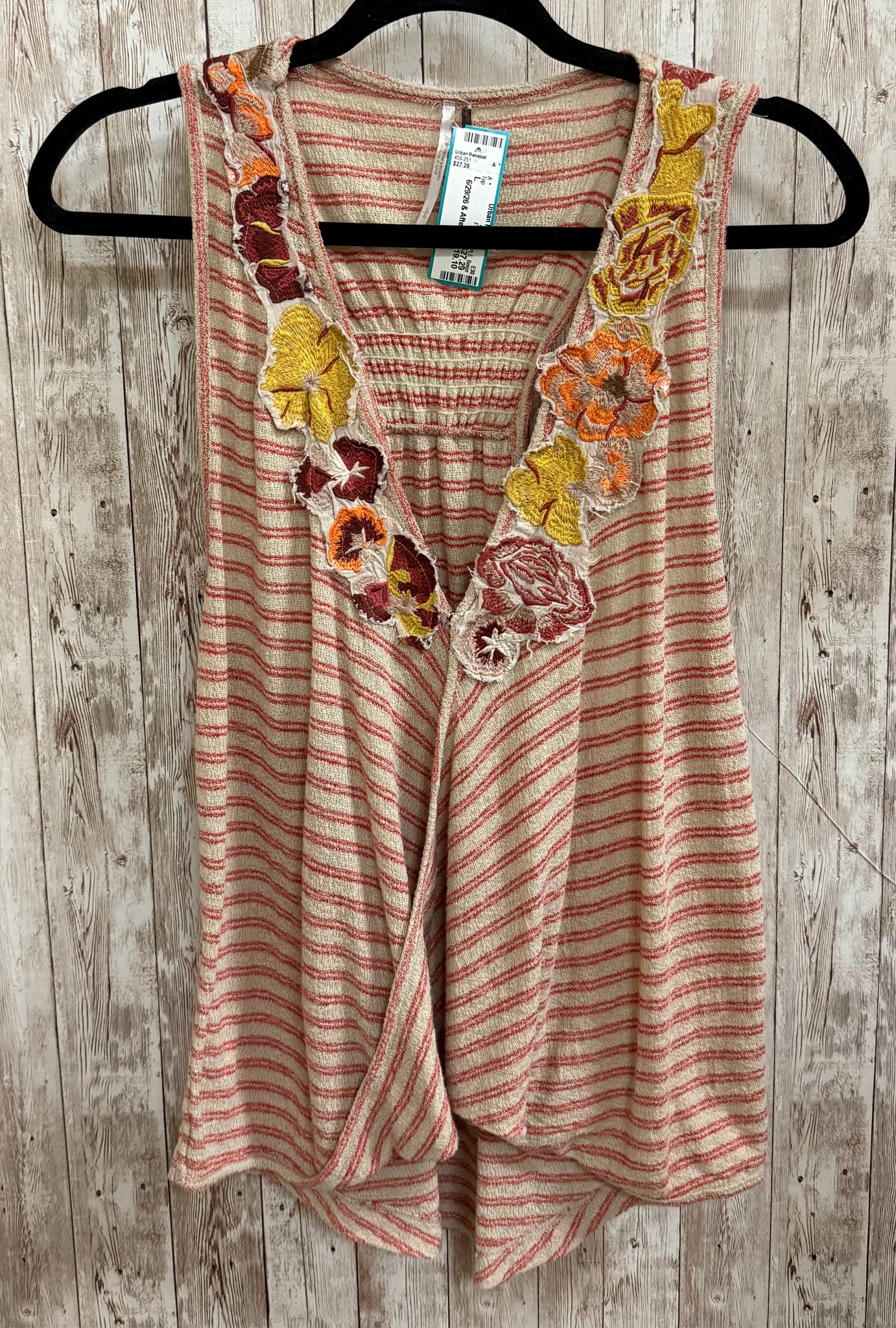 Size L FREE PEOPLE Beige Stripe Top