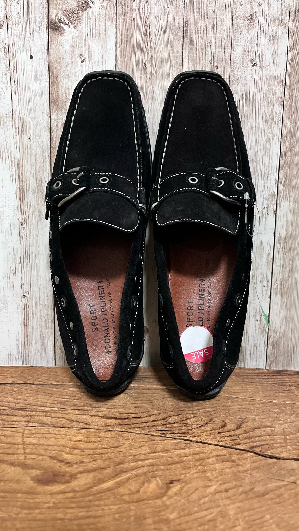 8.5 DONALD J PLINER BLACK SUEDE SHOES