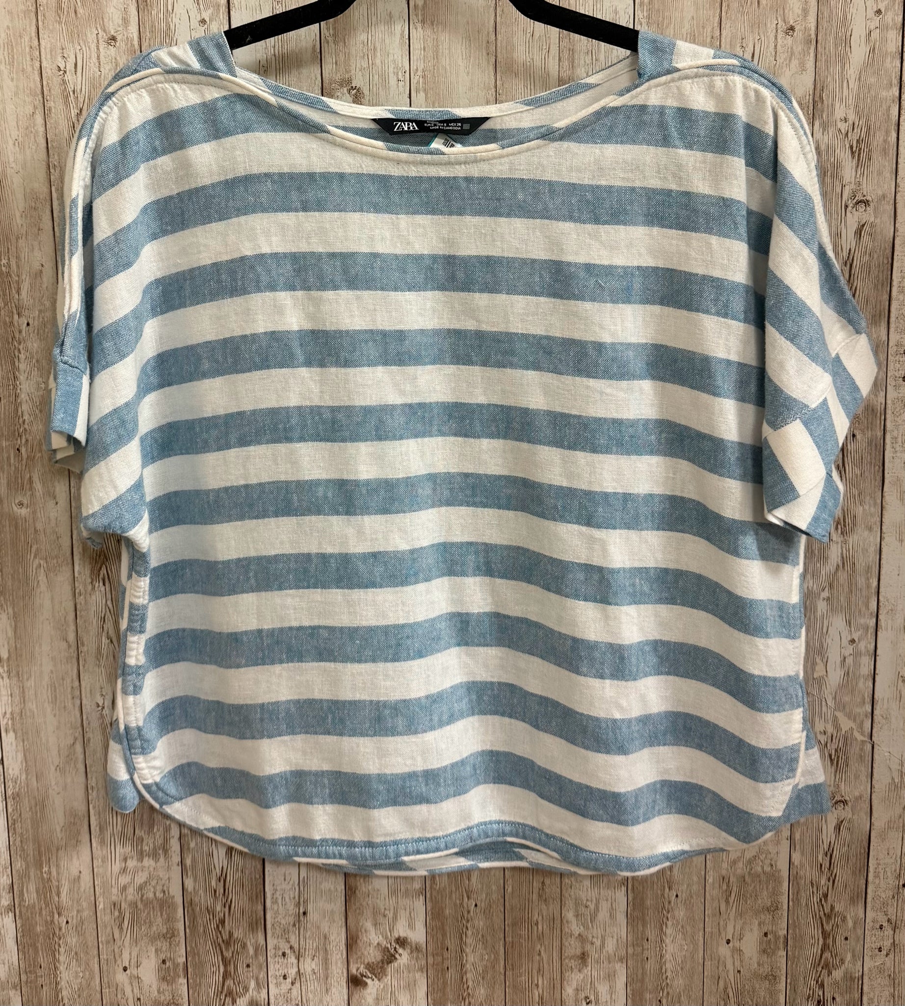 Size S ZARA BLUE AND WHITE STRIPE Top